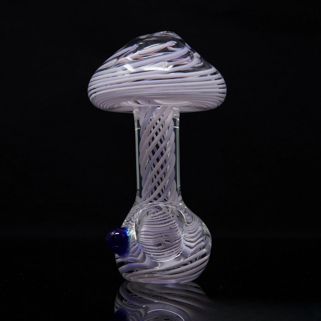 4" Neon Line Mushroom Shape Tobacco Smoking Pipe Thick Collectible Pipes.