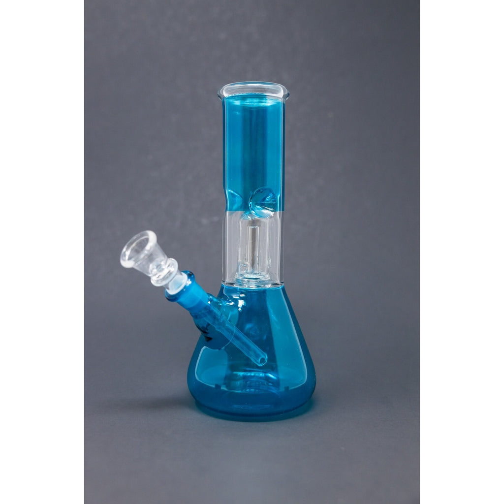 Hookah Water Pipe Glass 8" Teal Single Percolator Tobacco Bong w/ Ice Catcher
