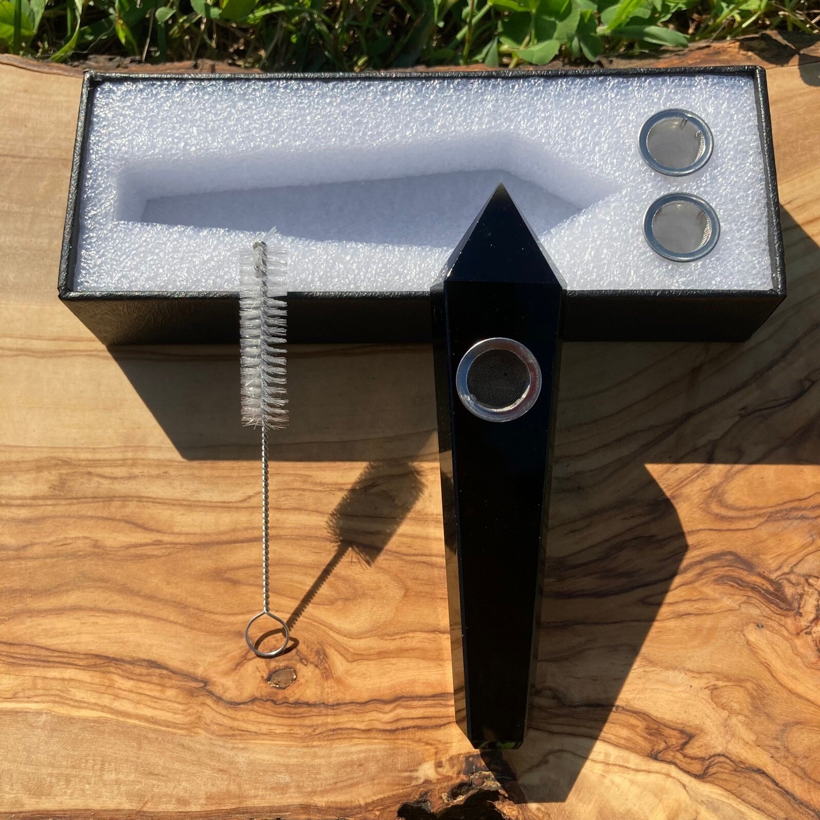 Handmade Obsidian Gemstone Smoking Crystal Pipe Hand Spoon Tobacco Smoke Bowl