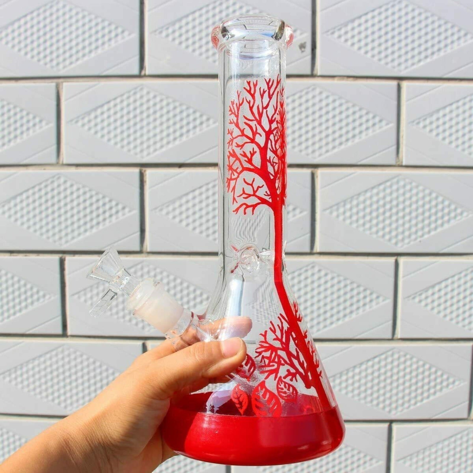 11 Inch Bongs Red Tree Glass Bong Smoking Hookah Glass Water Pipes 14mm Bowl