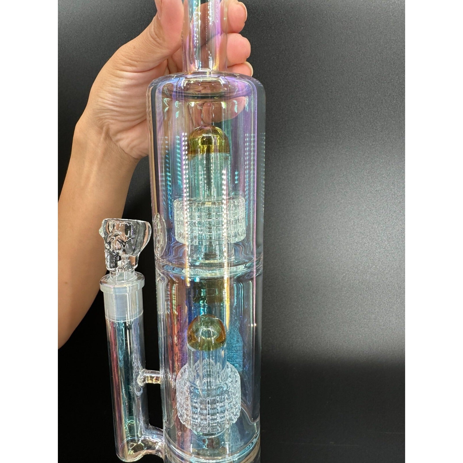 16in Heavy Thick Glass Bong Water Pipe Hookah Bongs with Skull catcher Yellow