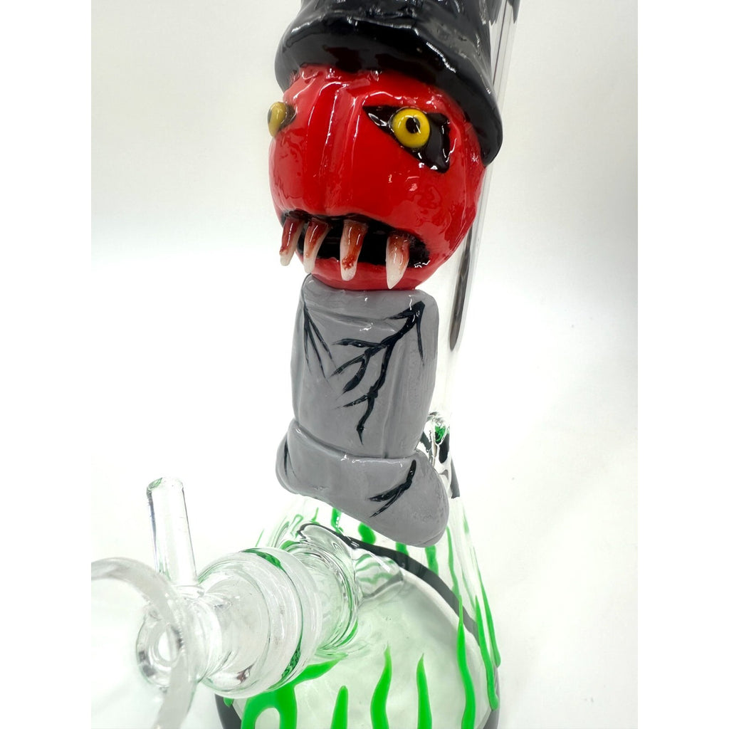 10" Glow In The Dark3D Monster Handprint Skull Bong 5mm thickness 14mm