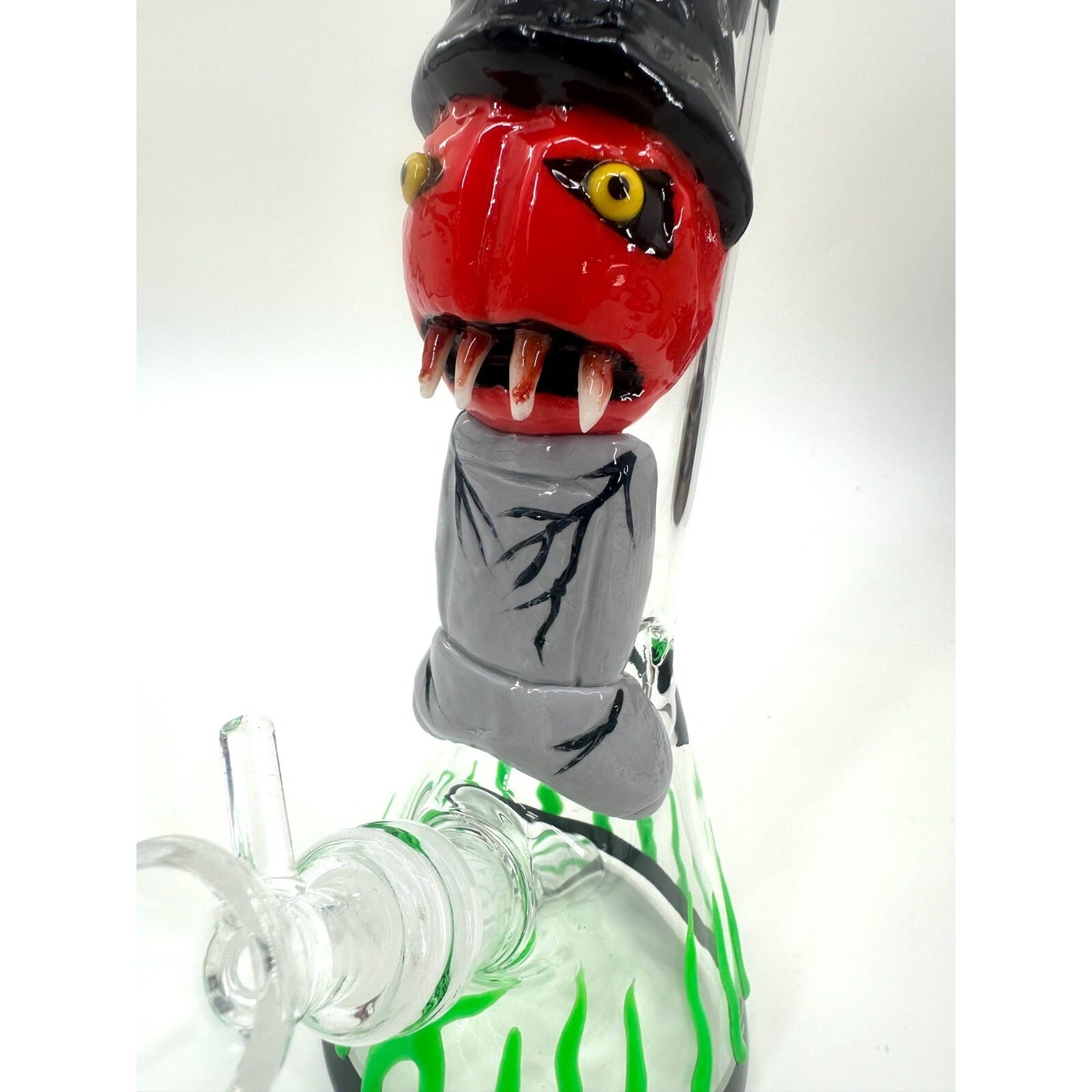 10" Glow In The Dark3D Monster Handprint Skull Bong 5mm thickness 14mm