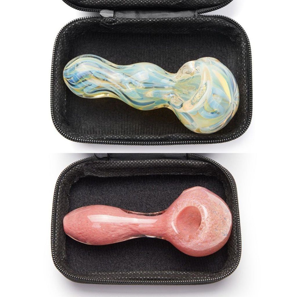 ( Pack of 2 ) 4" Tobacco Smoking Glass Pipe Collectible Handmade Pipes with Box
