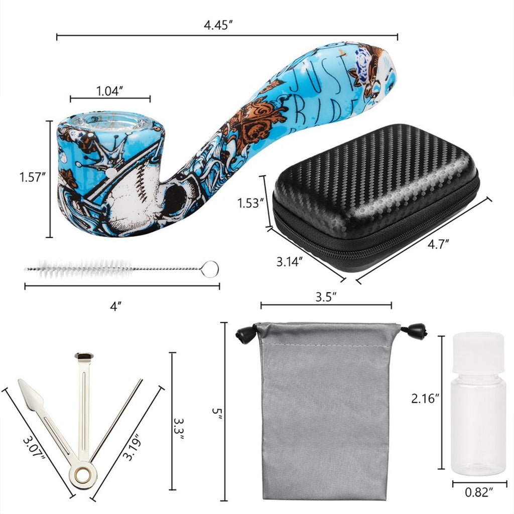 ( Pack of 2 ) 4.5Inch Tobacco Smoking Silicone Pipe 9-Hole Glass Bowl Hand Pipe