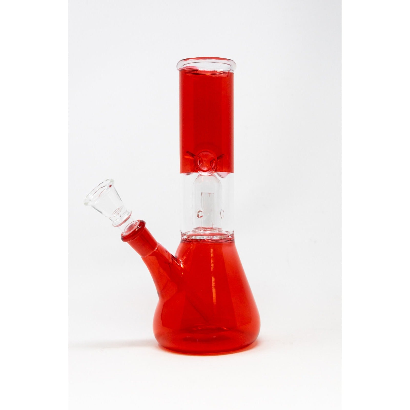 Hookah Water Pipe Glass 8" Red Single Percolator Tobacco Bong w/ Ice Catcher