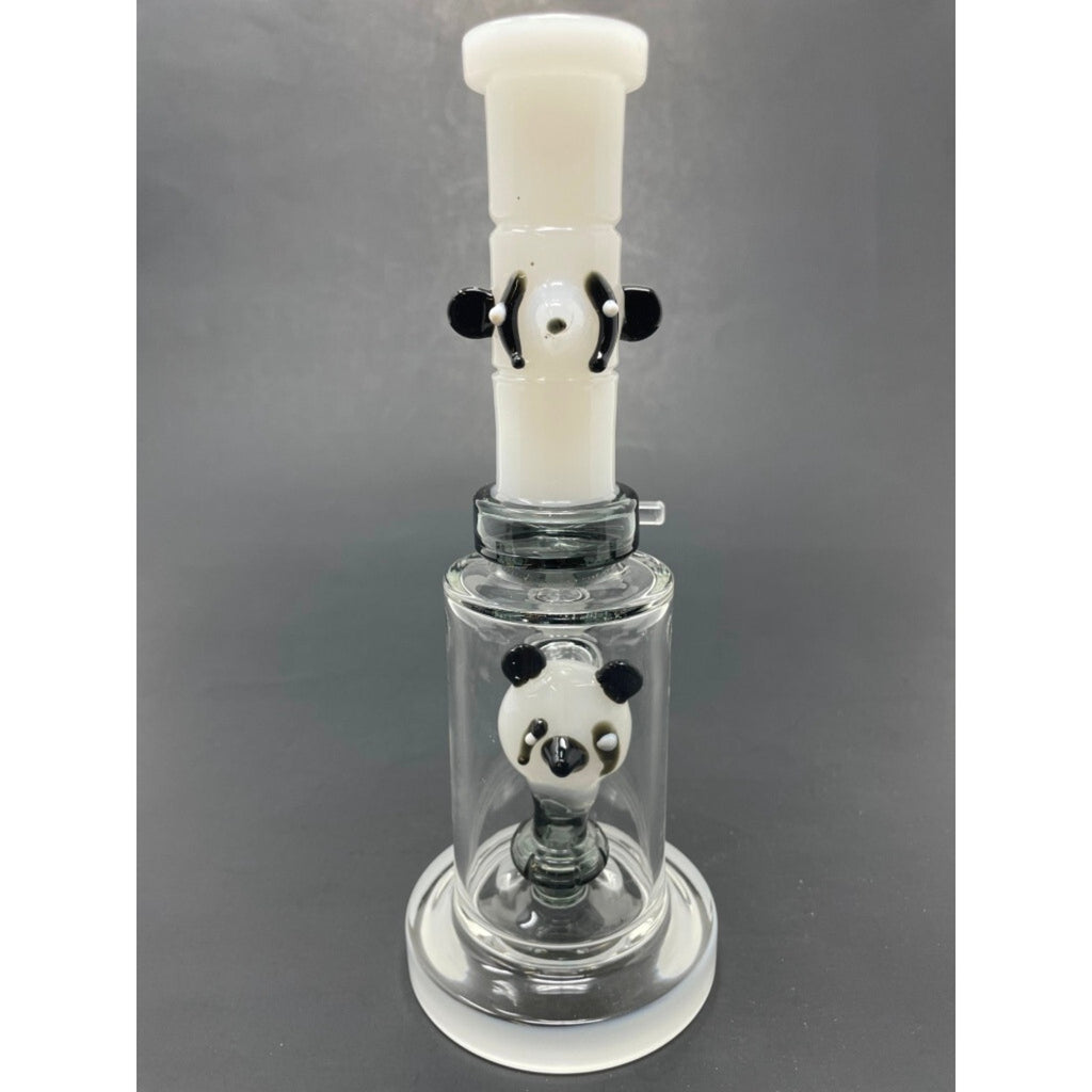 Hookah Water Pipe Glass 8" White Panda Percolator Glass Tobacco Bong
