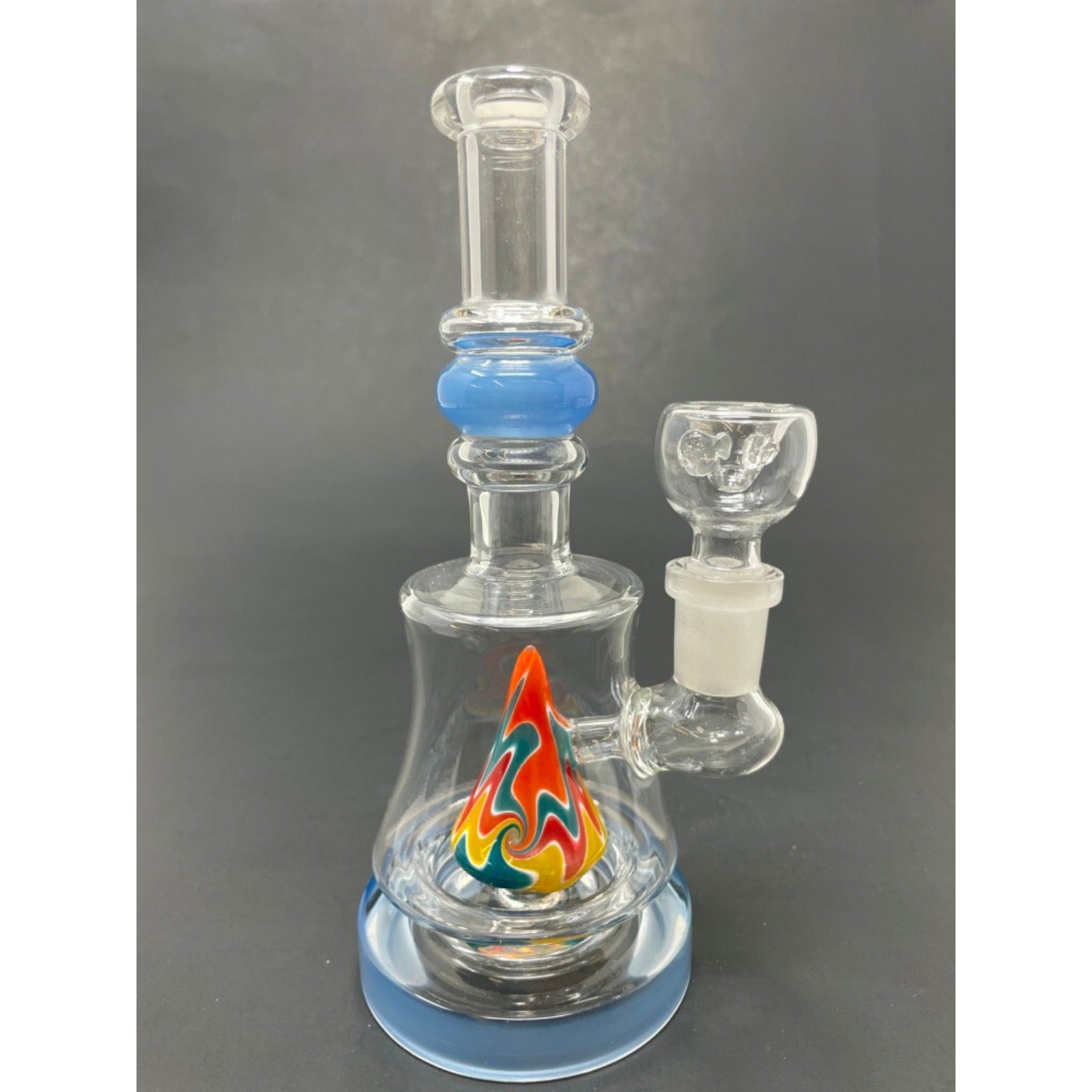 Hookah Water Pipe Glass 8" Milky Blue Single Mountain Percolator Bong