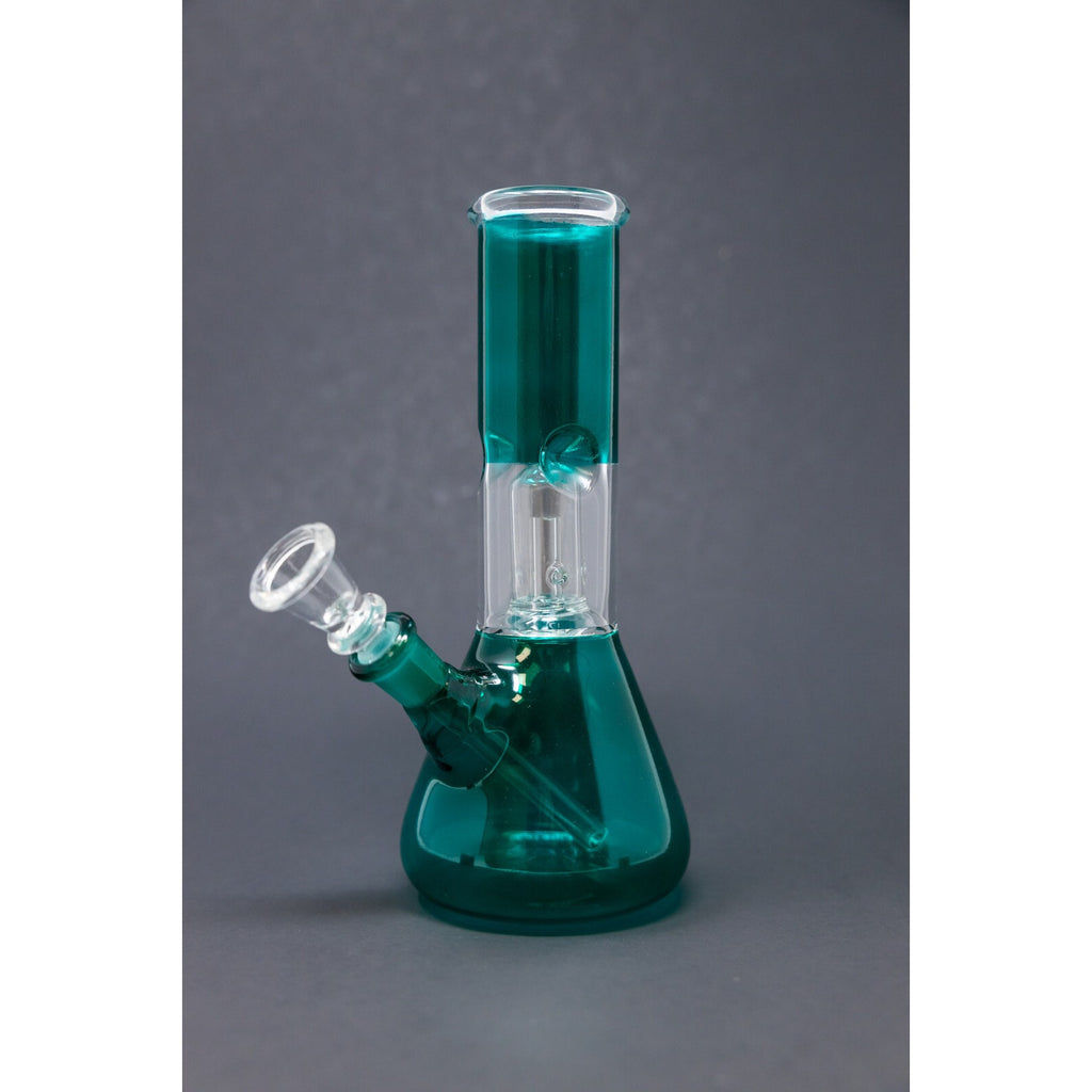 Hookah Water Pipe Glass 8" Aqua Single Percolator Tobacco Bong w/ Ice Catcher