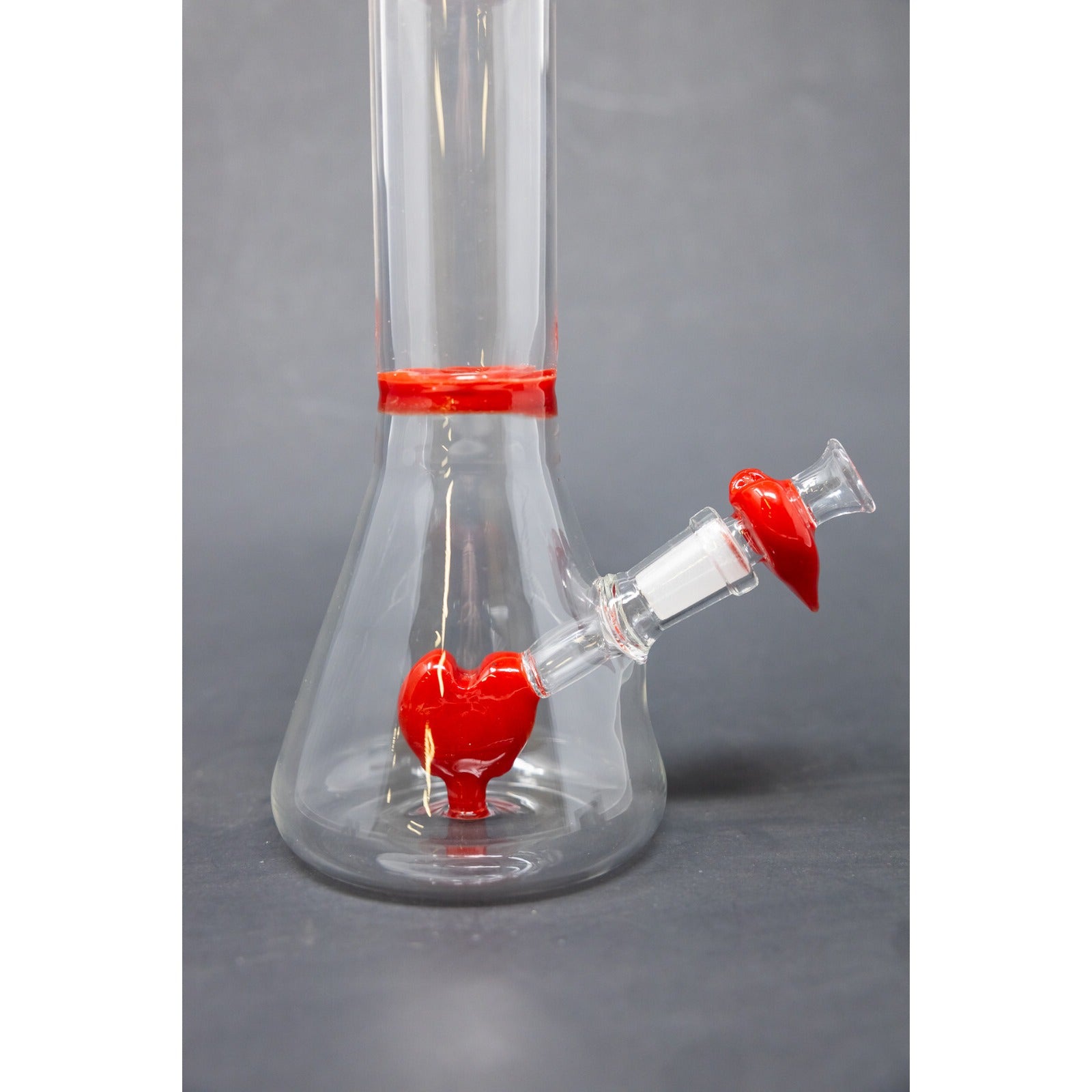 Hookah Water Pipe Glass 8" Red Heart Tobacco Beaker Bong w/ Heart Bowl Pc