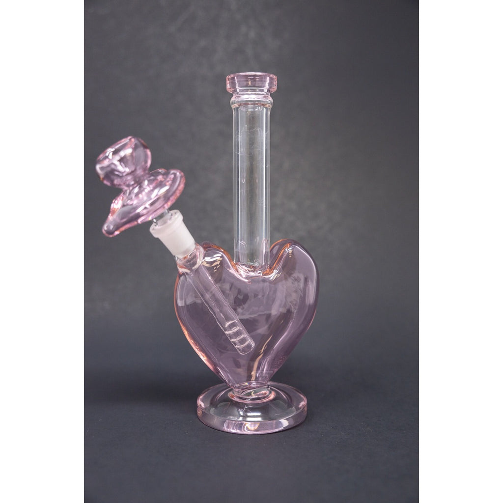 Hookah Water Pipe Glass 9" Heart Shaped Tobacco Bong w/ Heart Bowl Pc