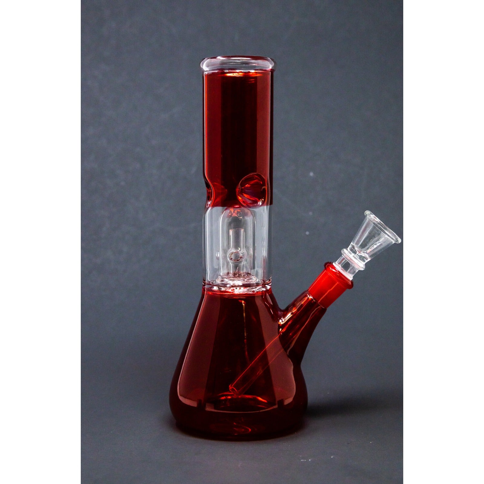 Hookah Water Pipe Glass 8" Red Single Percolator Tobacco Bong w/ Ice Catcher