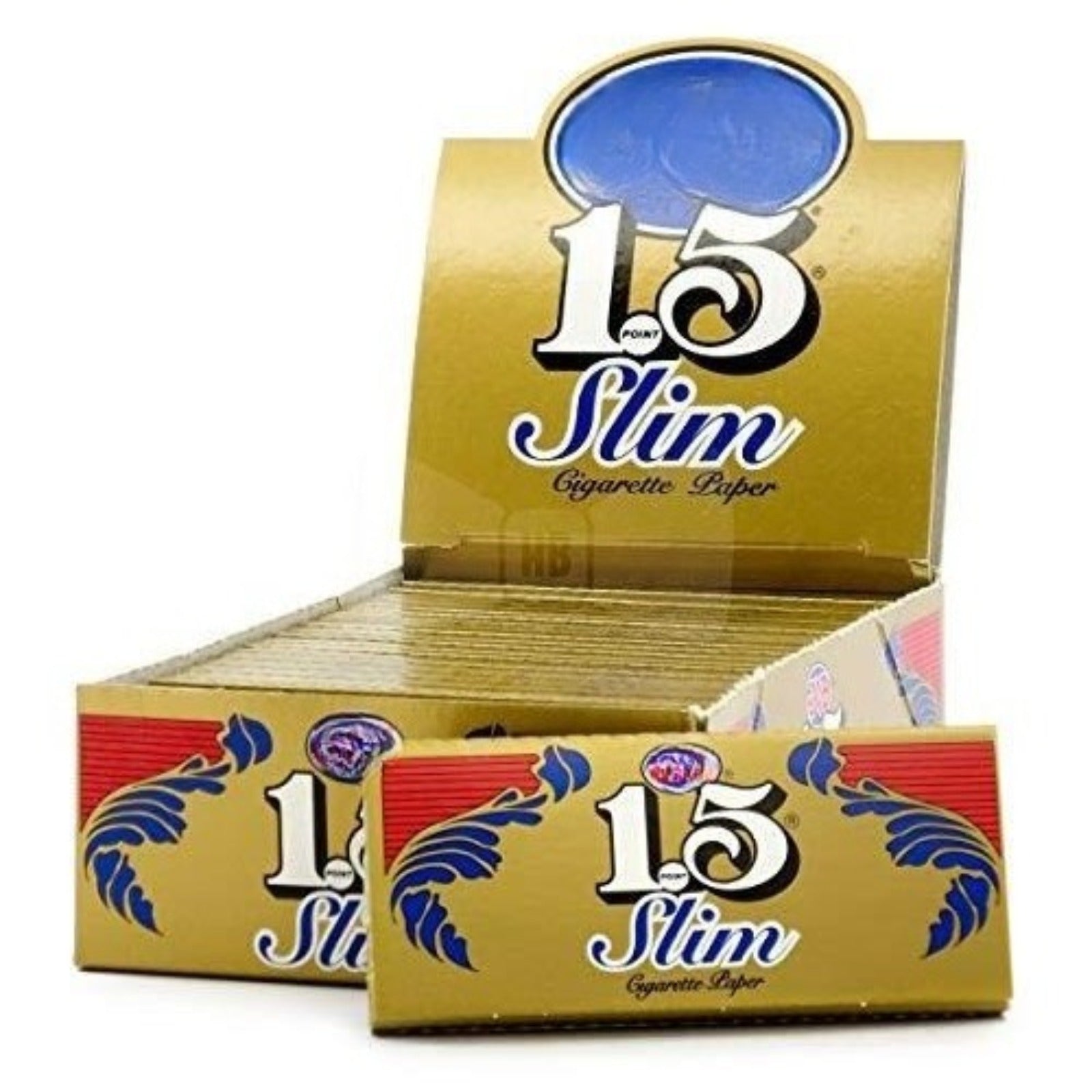 1.5 Slim Gold Cigarette Papers 1 1/2 Slim Rolling Paper (Full Box of 24)
