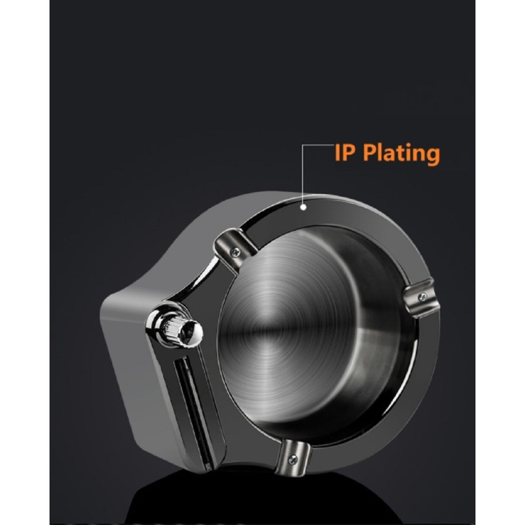 Retro Metal Ashtray w/ Match Lighter 10K Style Refillable Multi-Function Tray