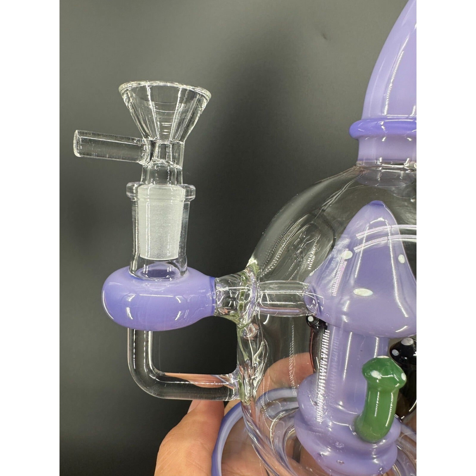 9" Purple Mushroom Recycler Glass Bong 14mm Bowl Water Pipes Hookah