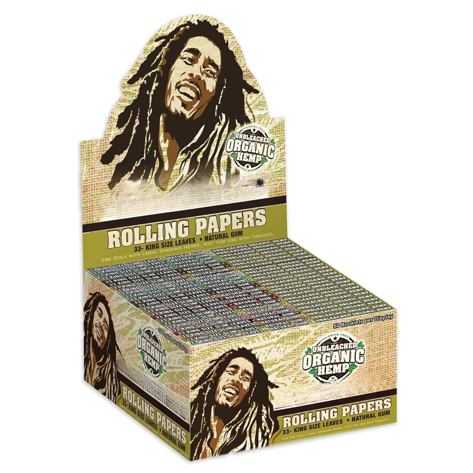 Unbleached Hemp Cigarette Rolling Papers King Size (Full Box of 50)