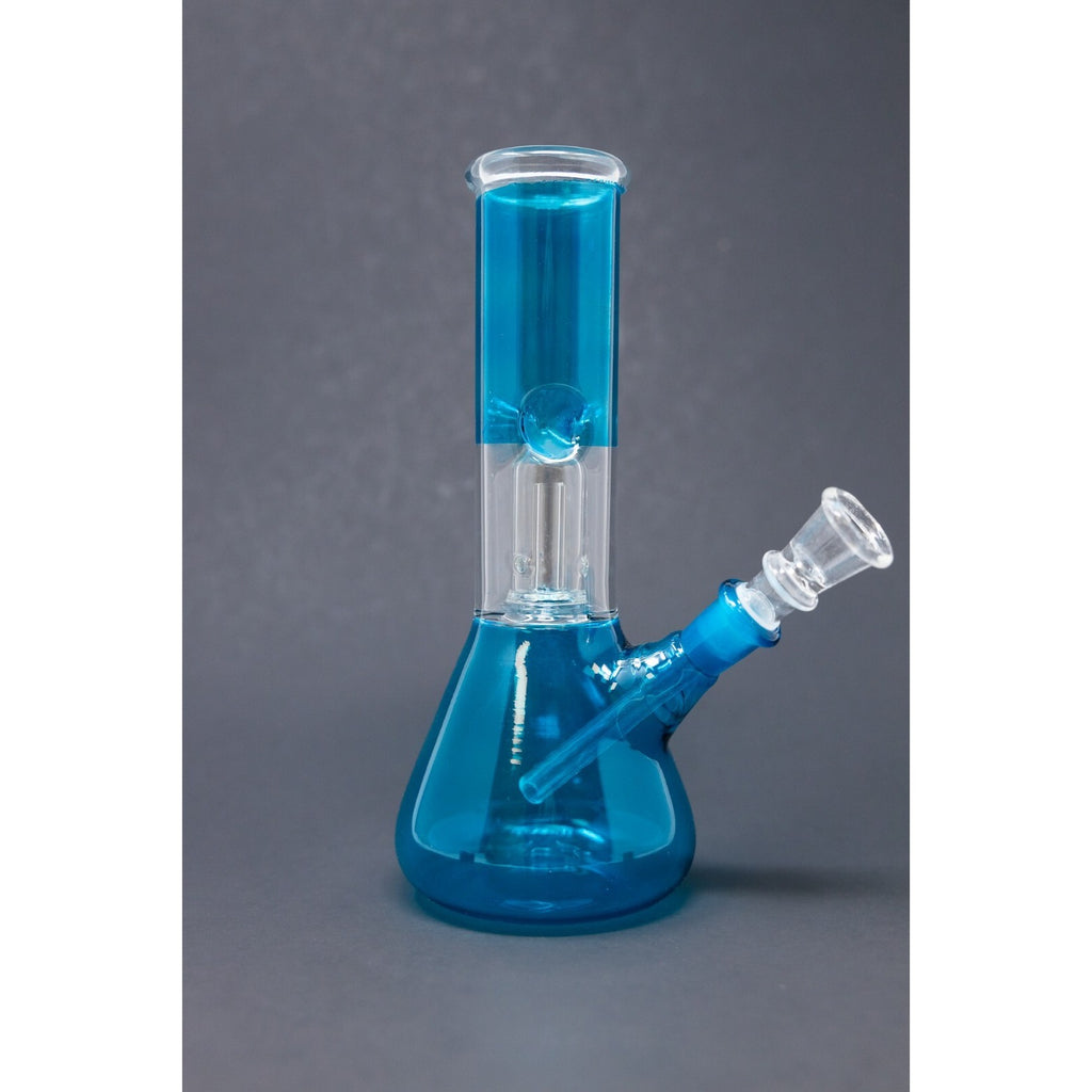 Hookah Water Pipe Glass 8" Teal Single Percolator Tobacco Bong w/ Ice Catcher