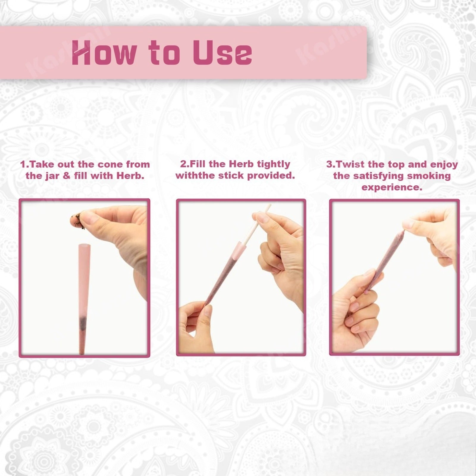 Pre Rolled Cones Pink King Size 200 Ct Rolling Paper Cones W/Filter Tips