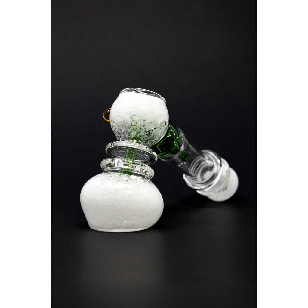 Hookah Water Pipe 7" Premium White/Green Hammer Bubbler Bong w/ Percolator