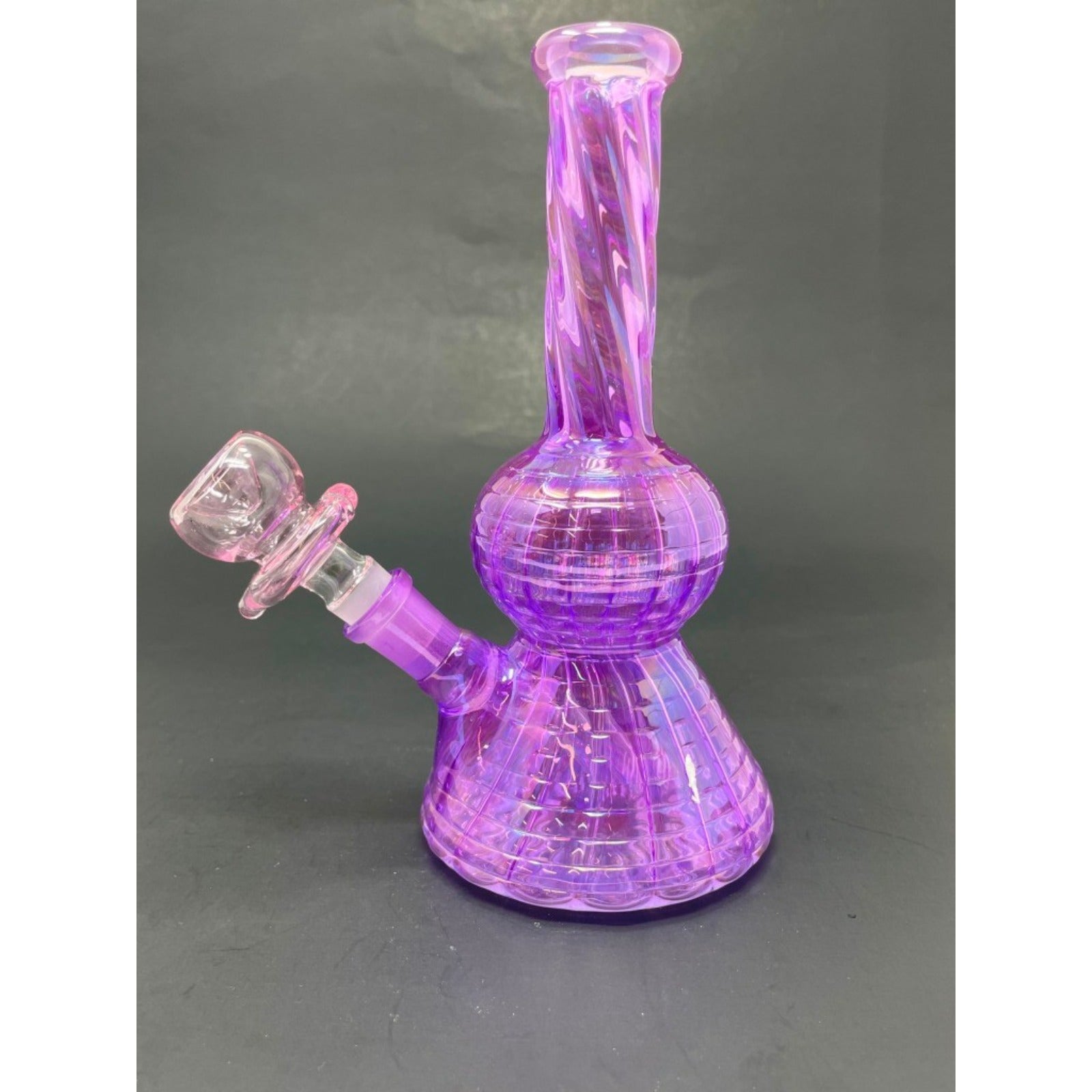 Hookah Water Pipe Glass 7" Neon Twisted Purple Bong w/ Heart Bowl
