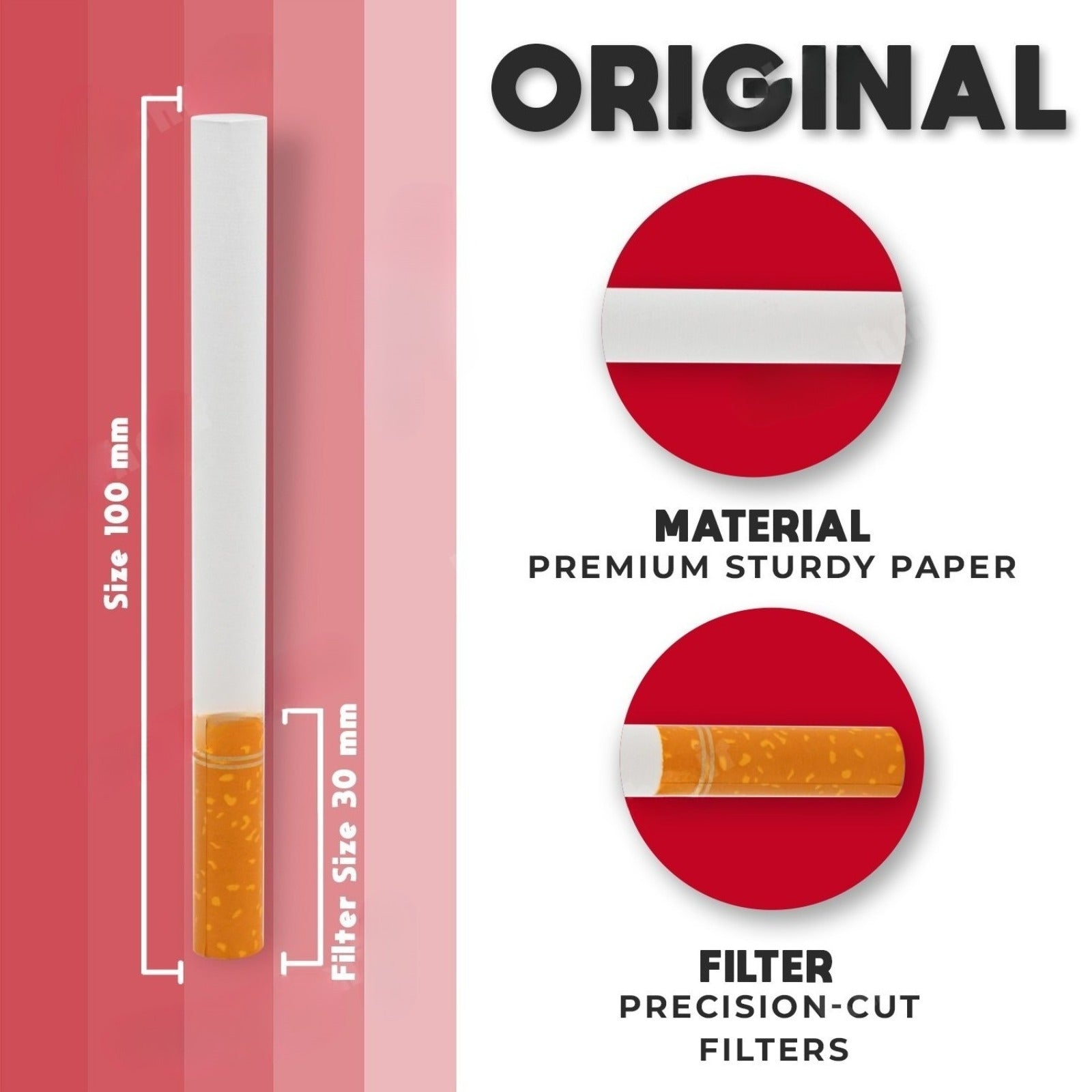 Cigarette Tubes 100s Size Red Original RYO Filter Tubes 200 Pack 1000 Ct