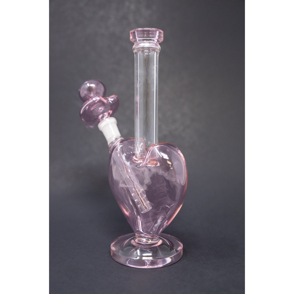 Hookah Water Pipe Glass 9" Heart Shaped Tobacco Bong w/ Heart Bowl Pc