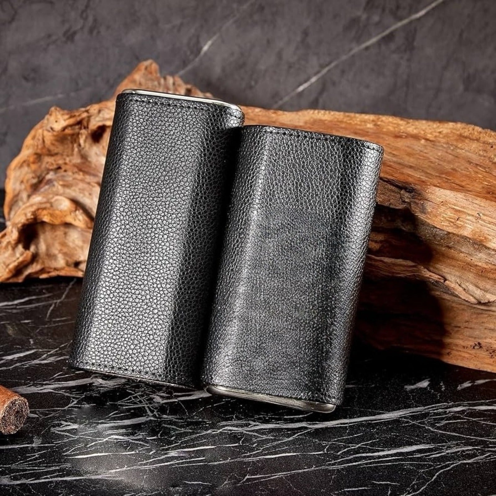 (6SN) Leather Travel Cigar Humidor Case, Cedar-Lined Portable Storage Box Gift