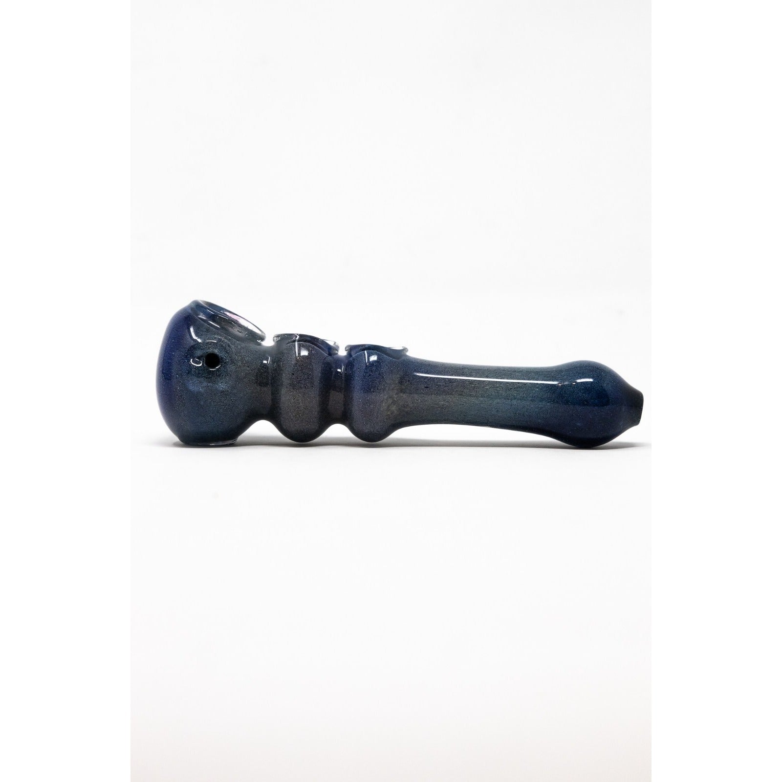 6" Collectible Dark Blue Triple Bowl Tobacco Hand Smoking Spoon Glass Pipe