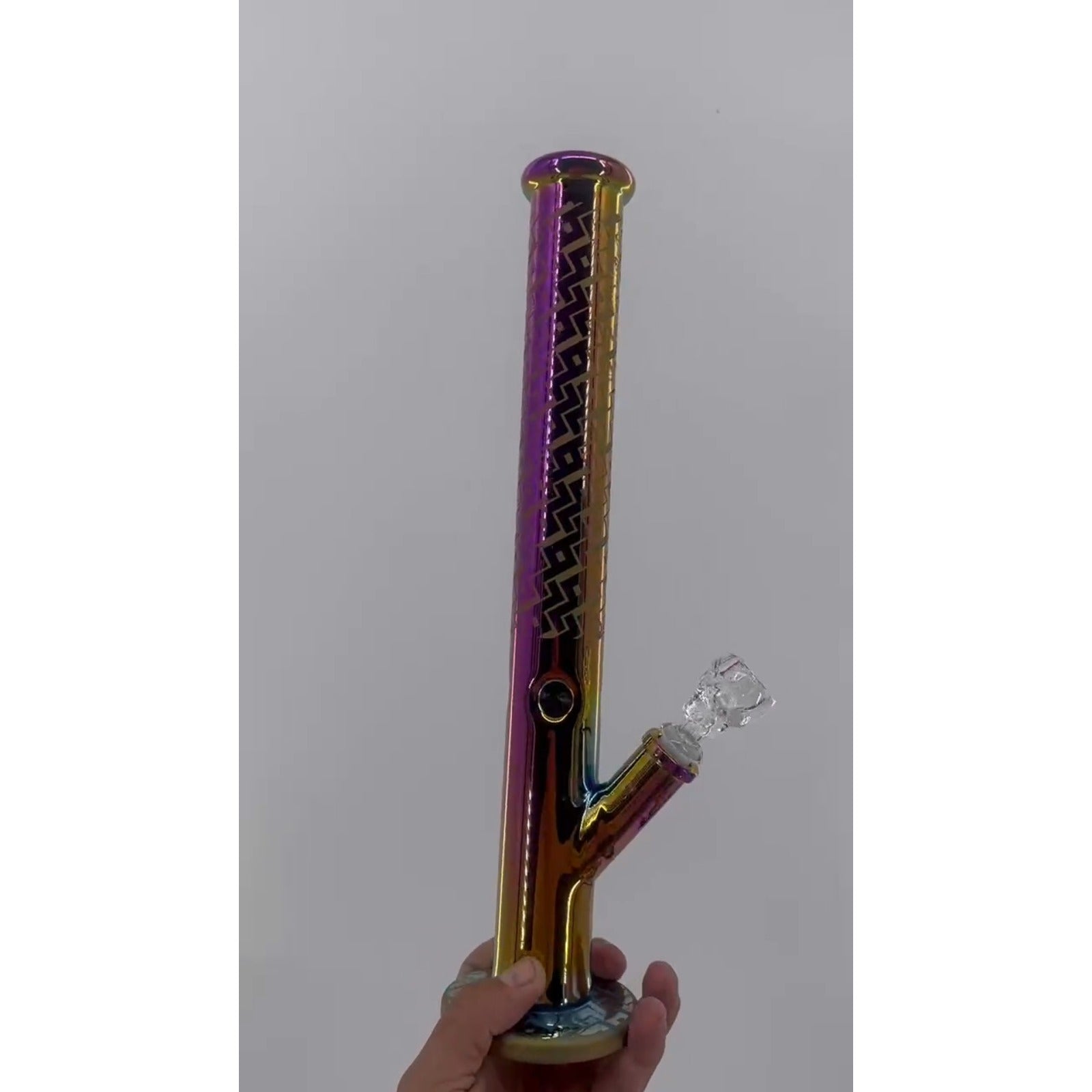 16" Heavy Glass Bong Water Pipes with 14mm Skull Bubbler Unique Design