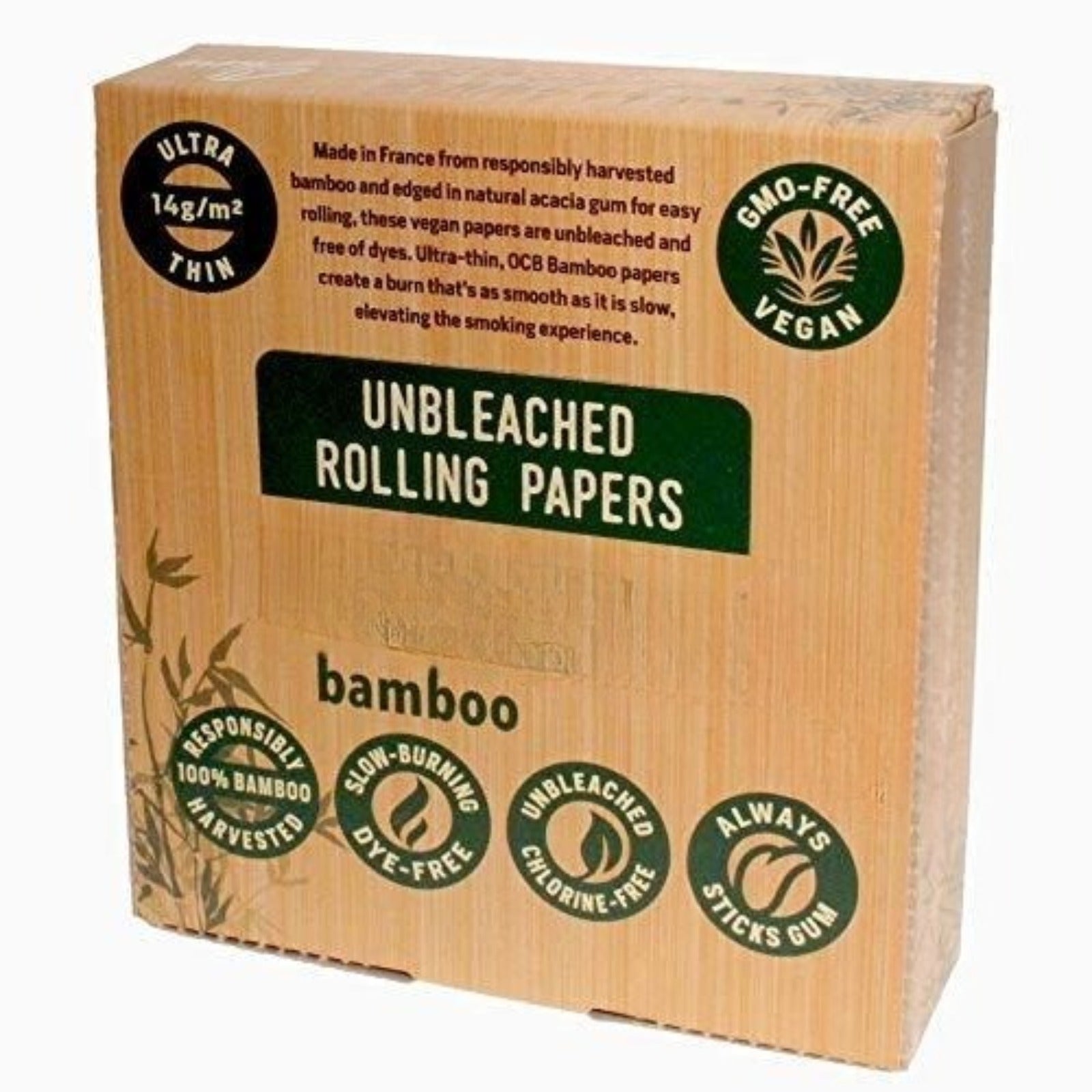 Bamboo Rolling Papers King Size Slim Unbleached (Full Box of 24 Booklets)