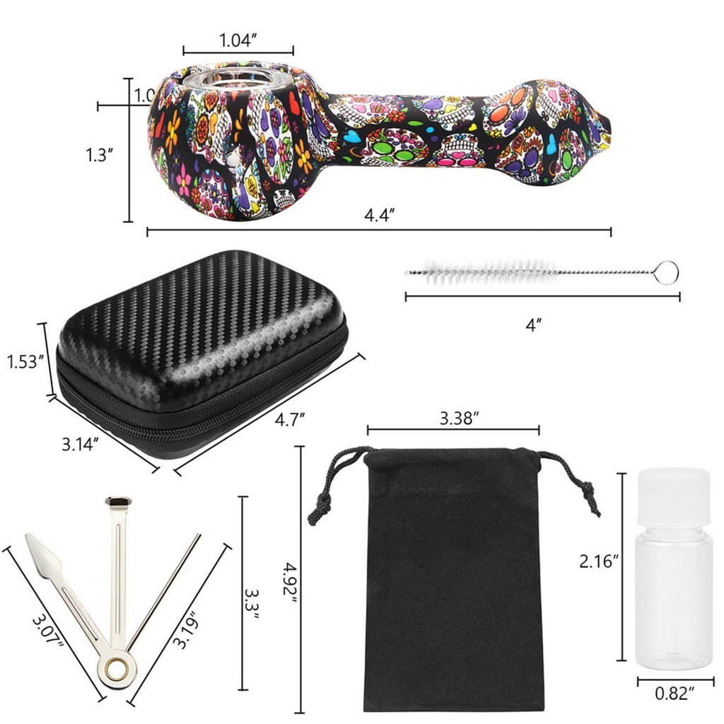 ( Pack of 2 ) 4.3 In Tobacco Smoking Silicone Pipe 9-Hole Glass Bowl Hand Pipe