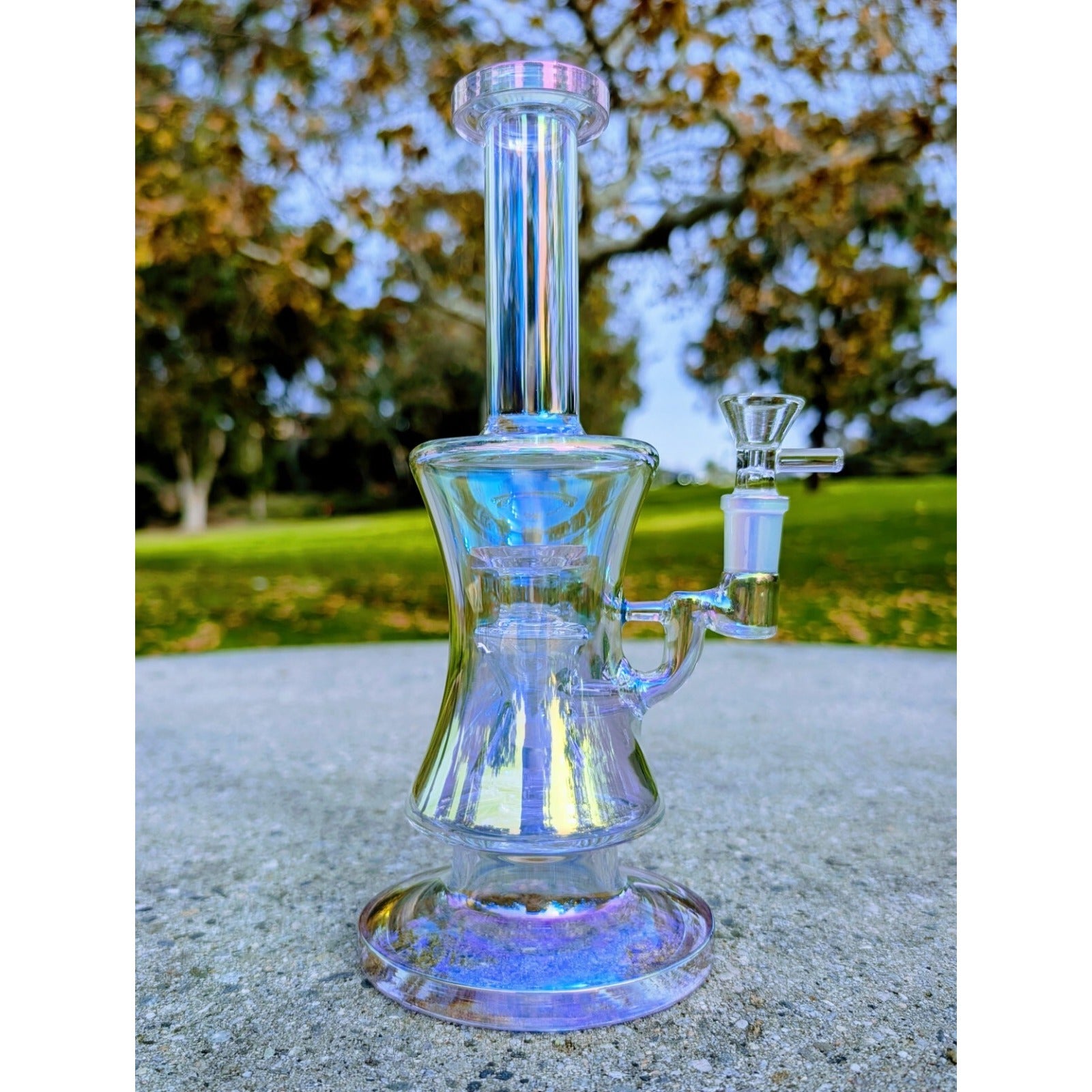 10" Pink Rainbow Hourglass Perc Tobacco Smoking Water Pipe Hookah Bubbler Bong
