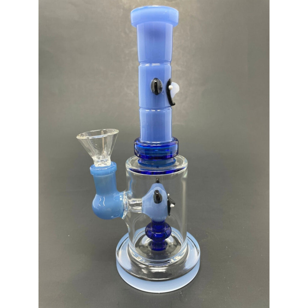 Hookah Water Pipe Glass 8" Milky Blue Panda Percolator Glass Tobacco Bong