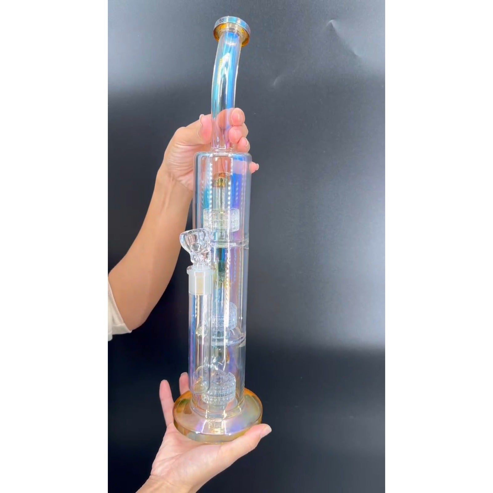 16in Heavy Thick Glass Bong Water Pipe Hookah Bongs with Skull catcher Yellow