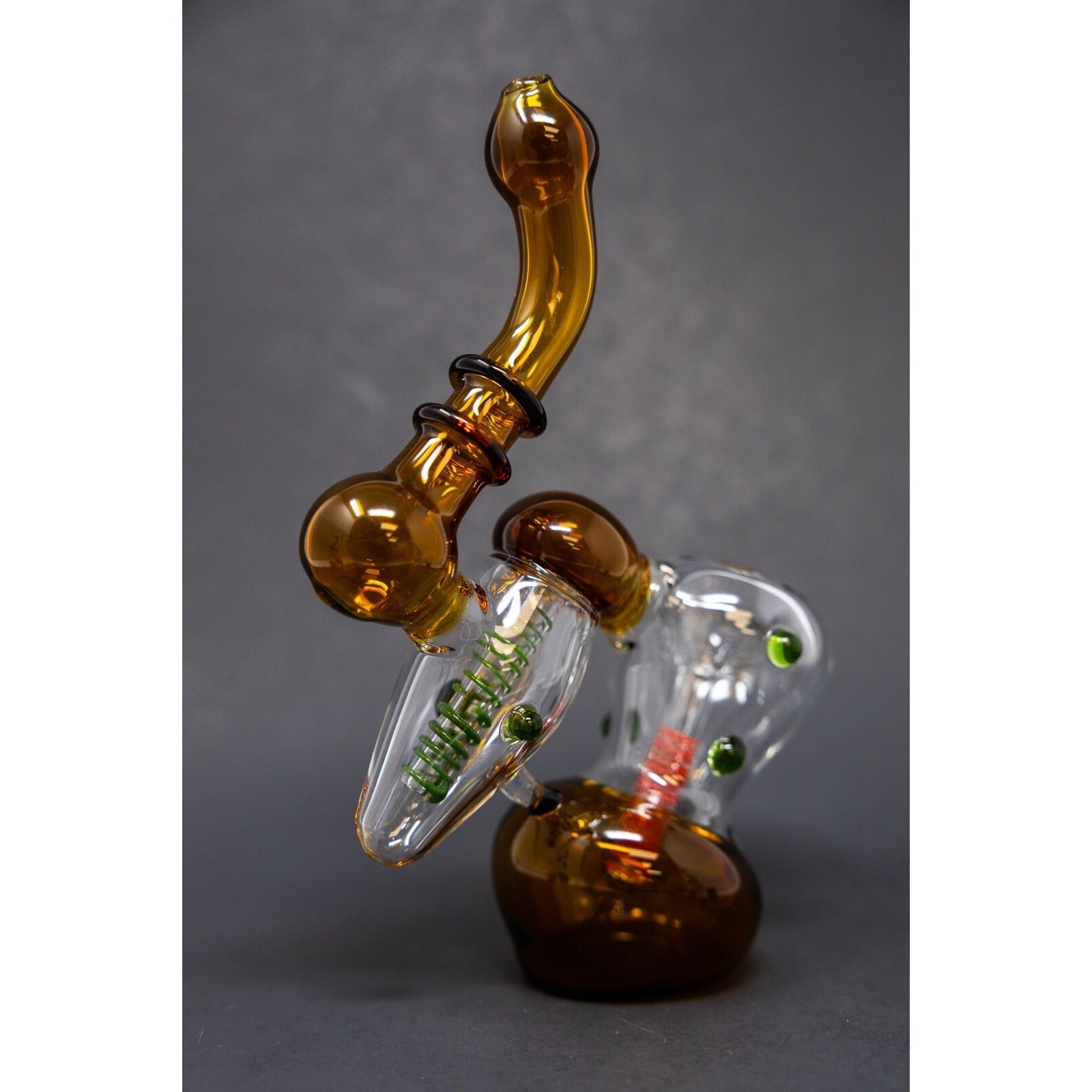 Hookah Water Pipe 7" Dark Amber Double Chamber Tobacco Bubbler Bong.