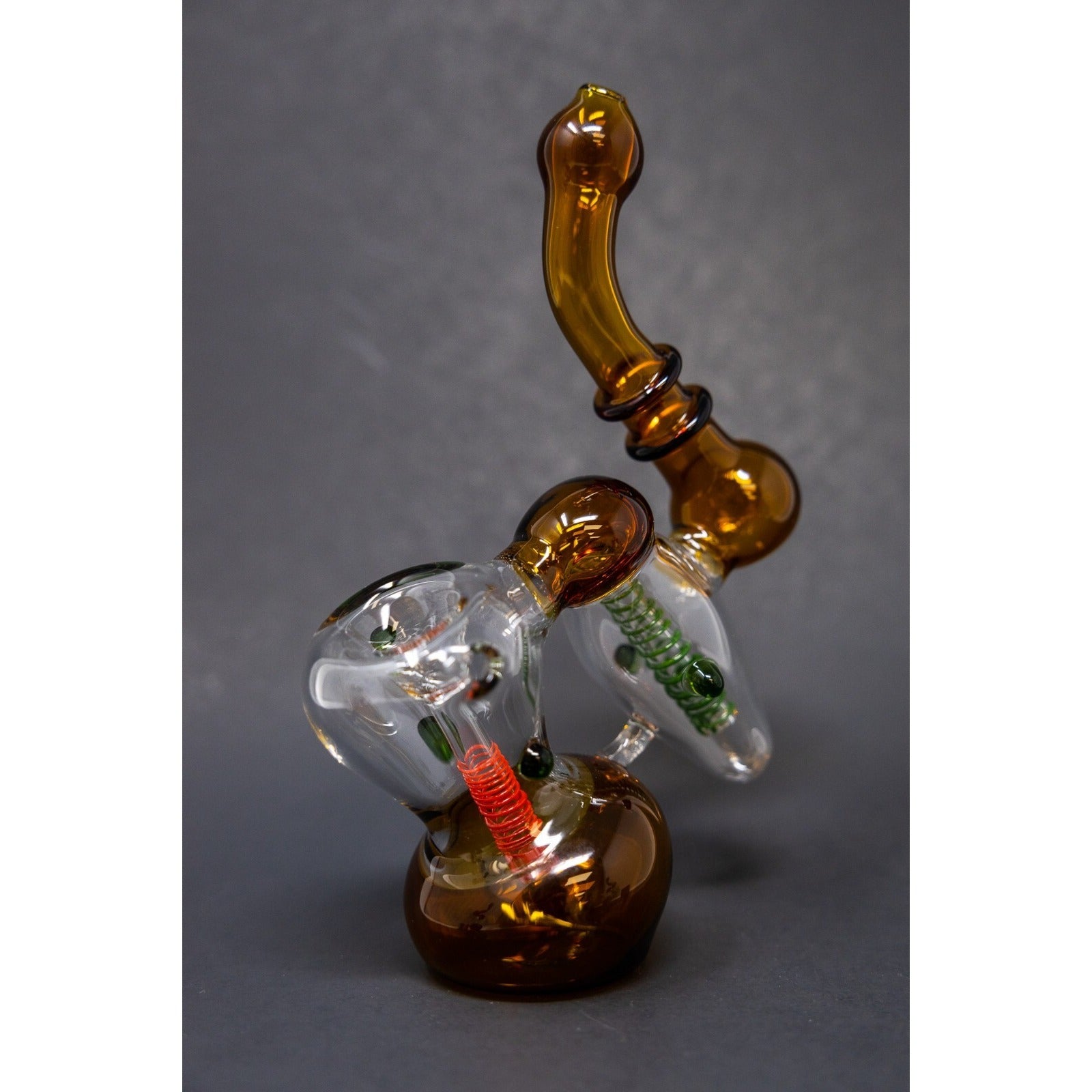 Hookah Water Pipe 7" Dark Amber Double Chamber Tobacco Bubbler Bong.