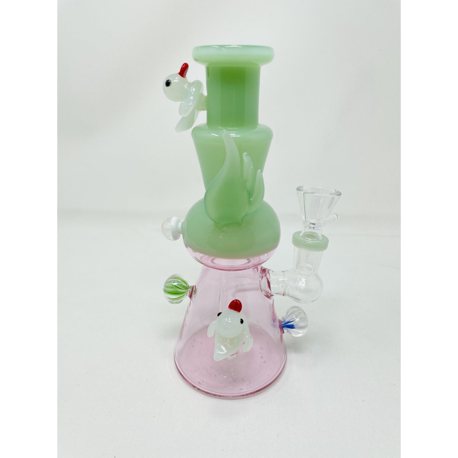 Premium Pink Duck Hookah Glass Water Pipe Bong 8" Premium Pink Crystal Duck Bong