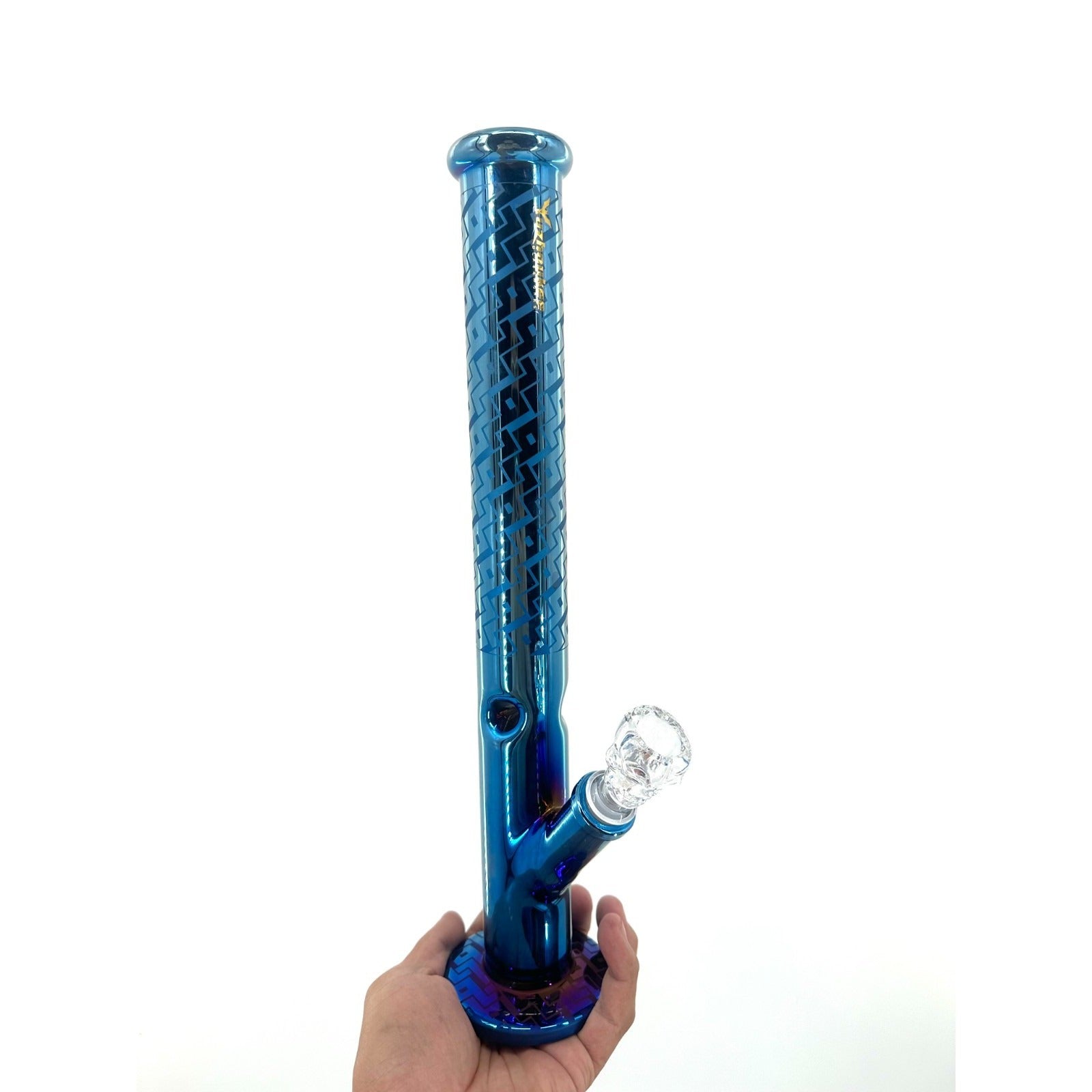 16" Heavy Blue Glass Bong Water Pipe 14mm Skull Bubbler Tobacco