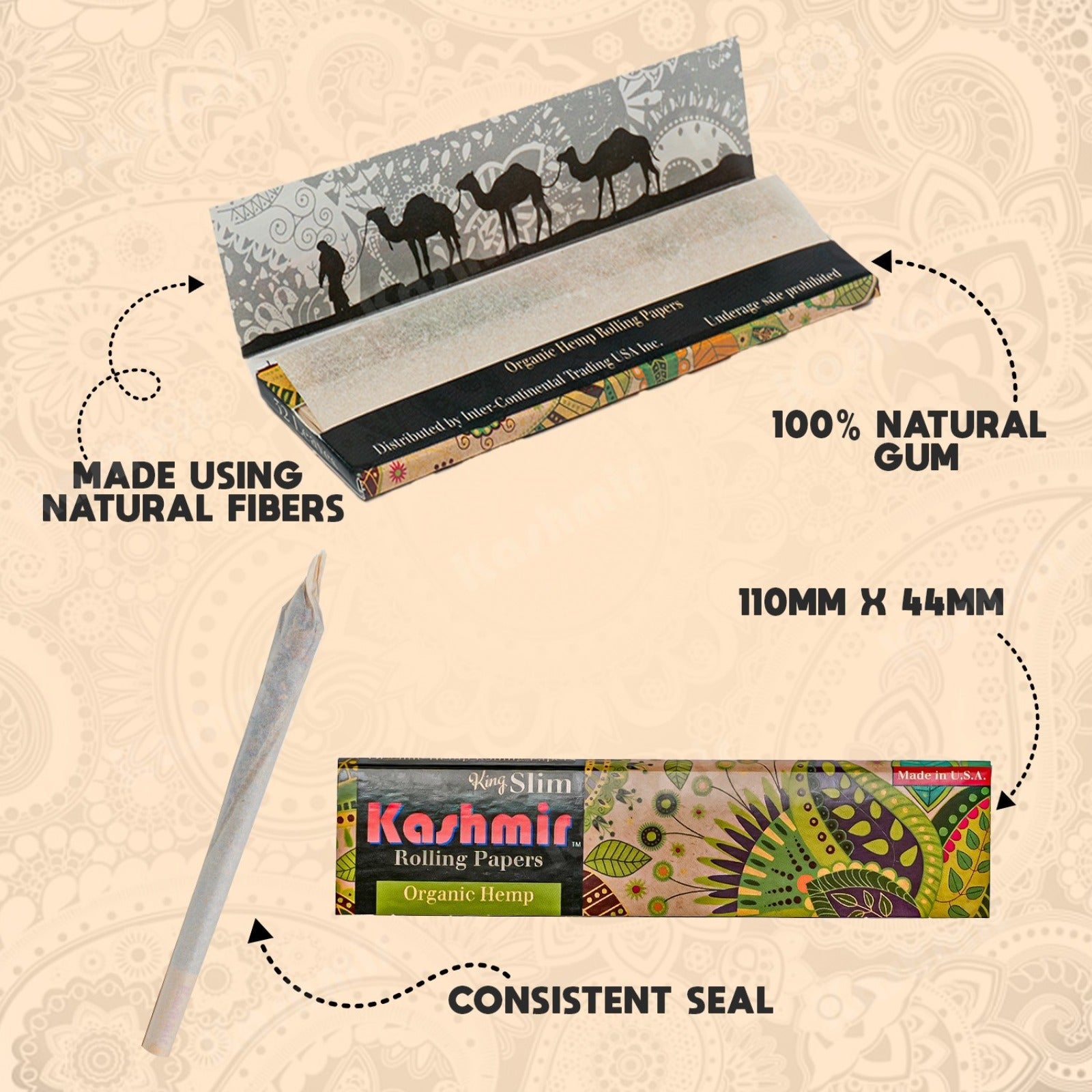 Rolling Papers Organic HMP Slim King Size 32 Leaves Pack ( 25 Booklets )