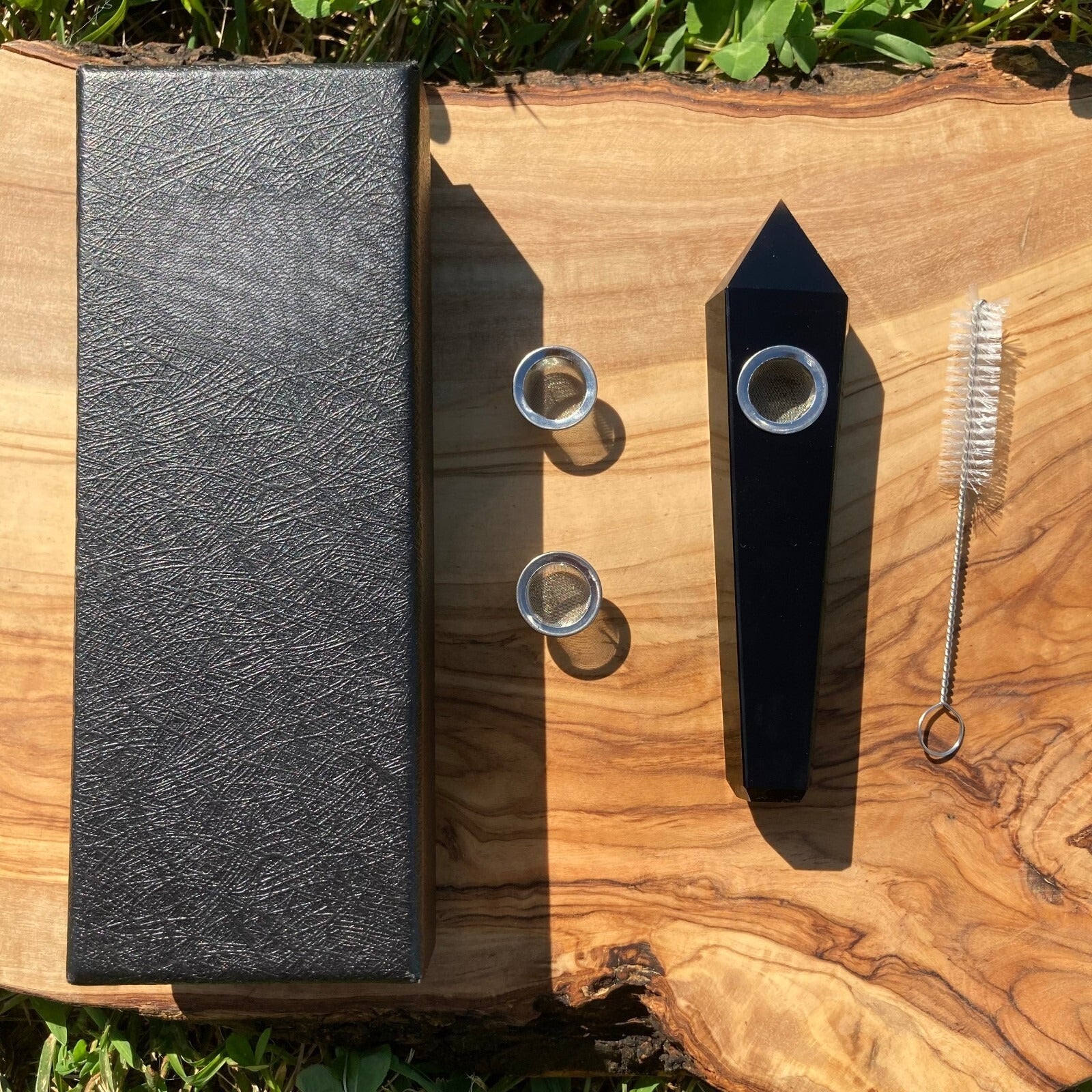 Handmade Obsidian Gemstone Smoking Crystal Pipe Hand Spoon Tobacco Smoke Bowl