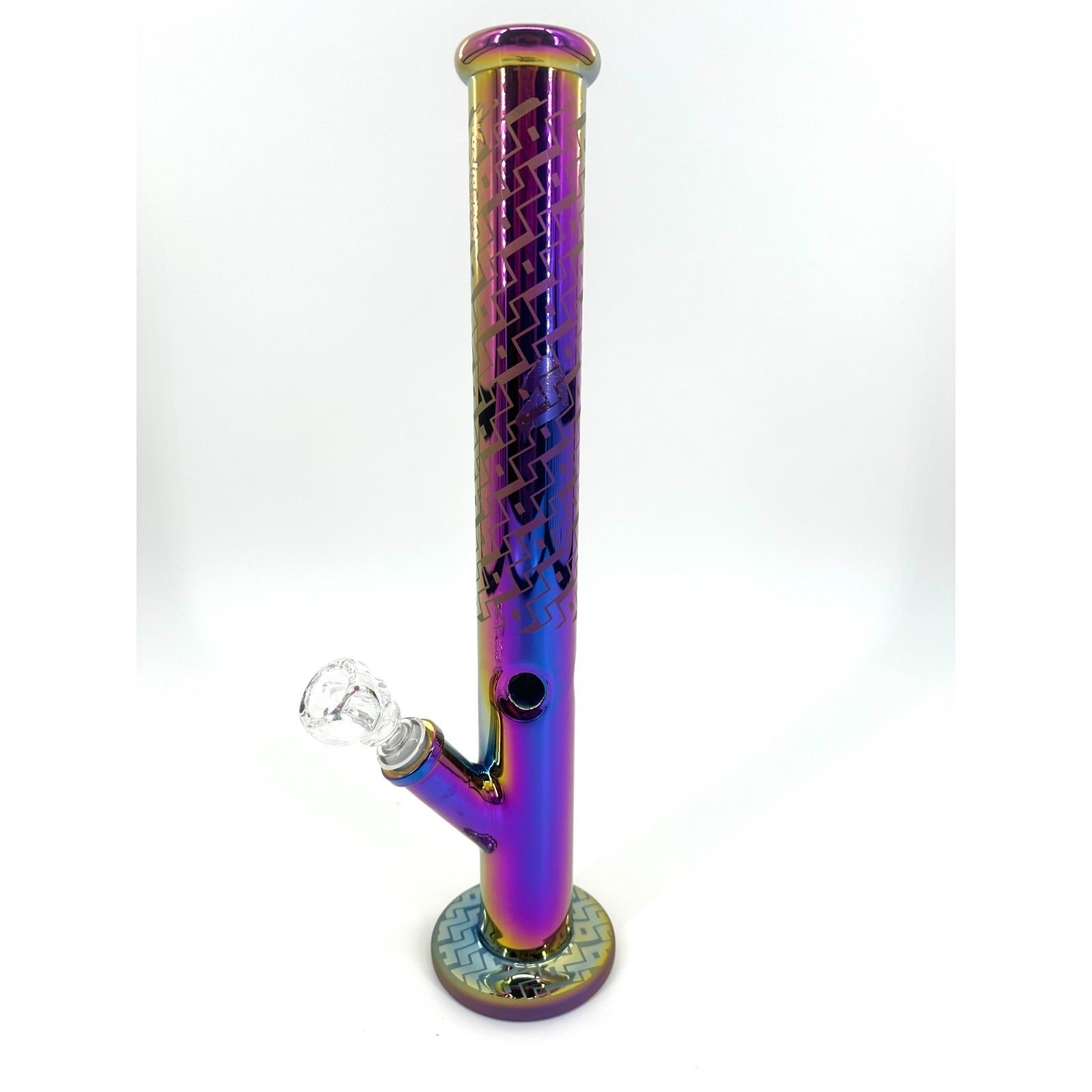 16" Rainbow Glass Water Pipe w/ 14mm Skull Glass Bowl Heavy Duty