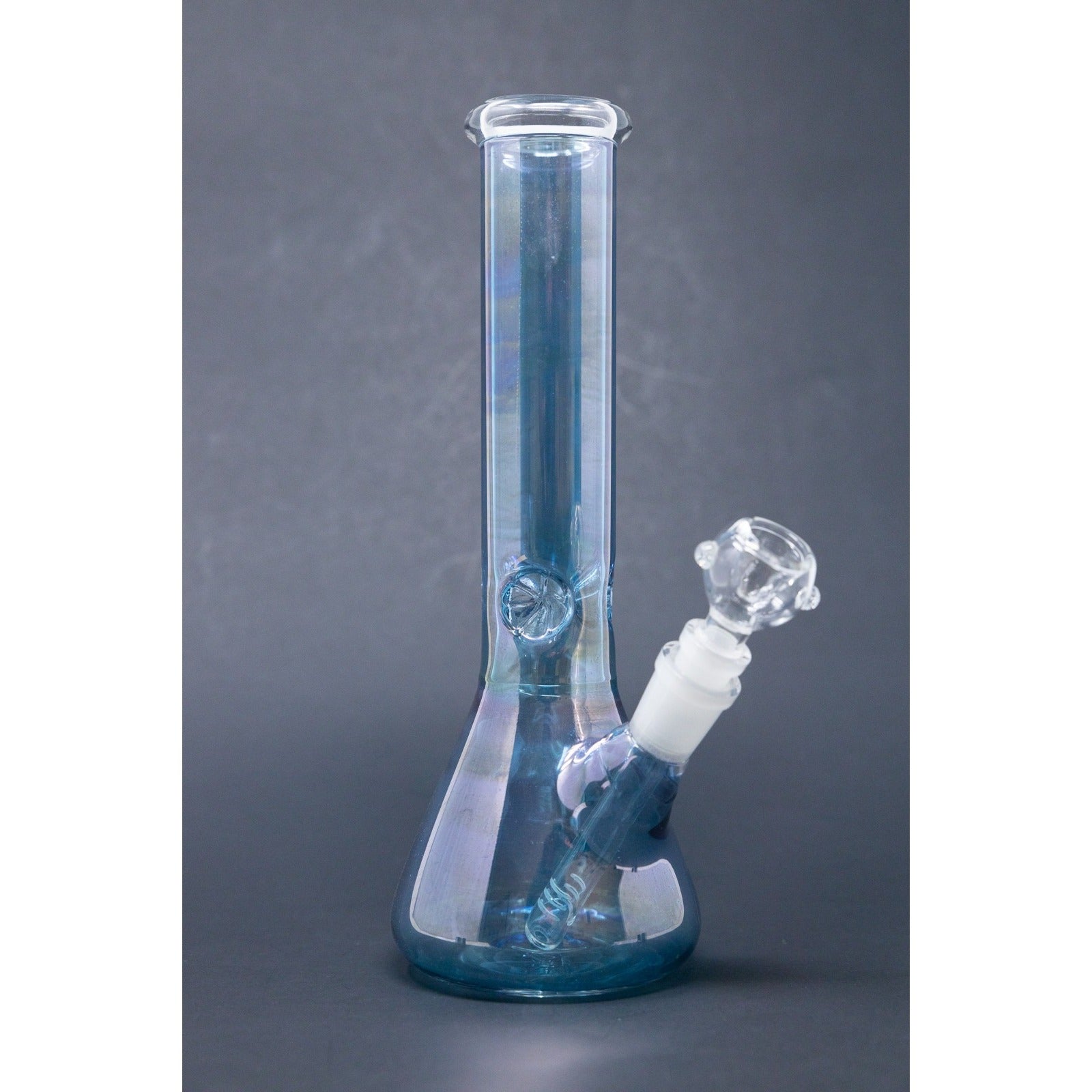 Hookah Water Pipe Glass 10" Tobacco Blue Iridescent Beaker Bong w/ Ice Catcher