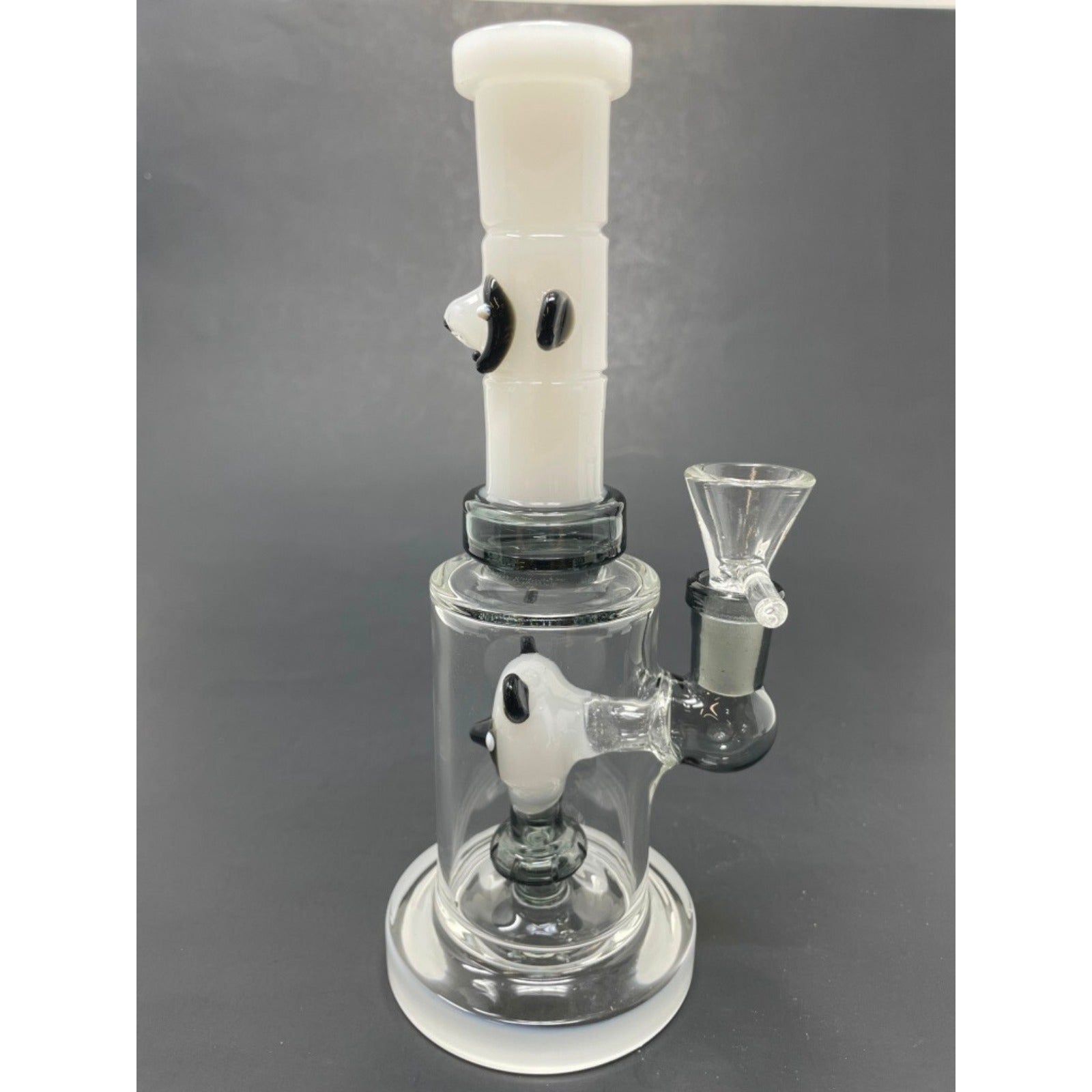 Hookah Water Pipe Glass 8" White Panda Percolator Glass Tobacco Bong