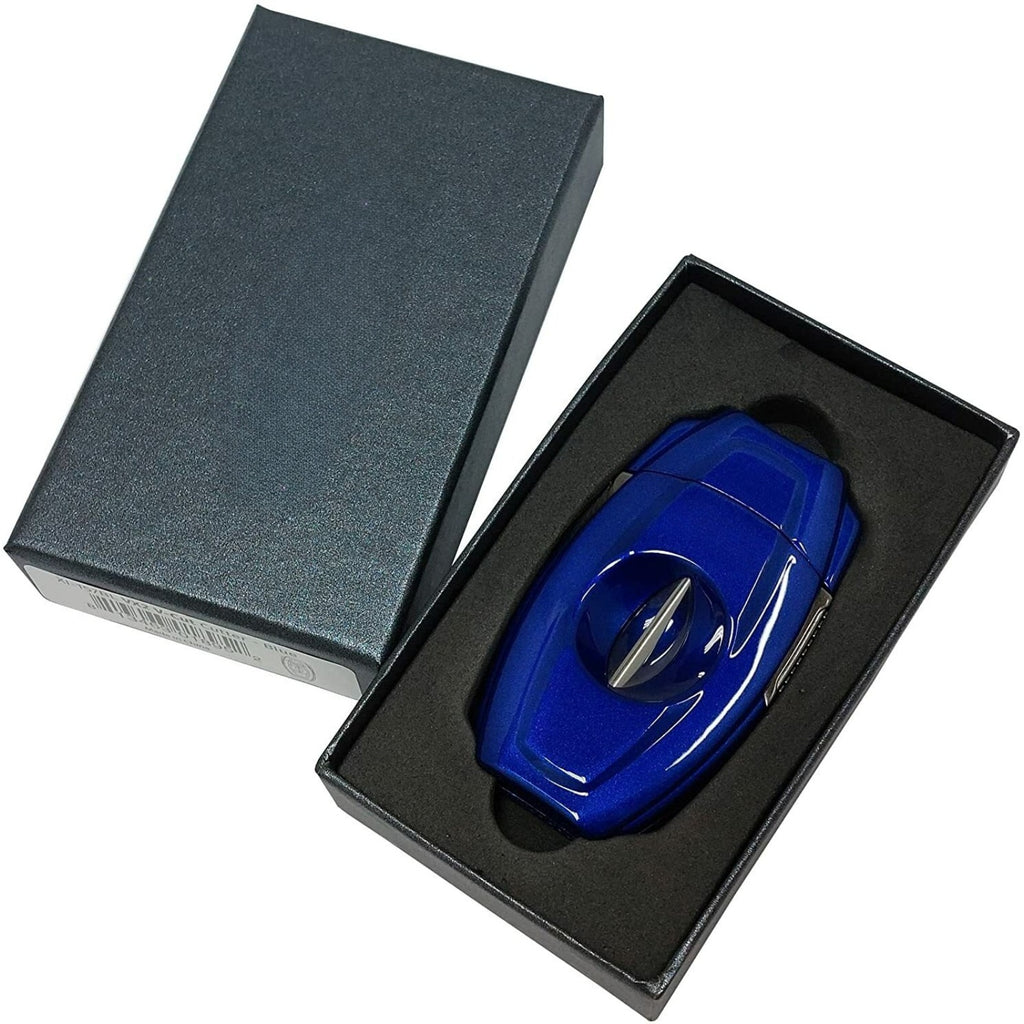 VX2 V-Cut Cigar Cutter, Up to 70 Ring Gauge, Spring-Loaded , Blue