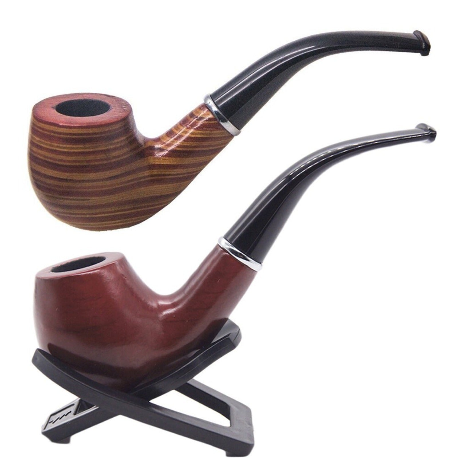 2 Durable Wooden Wood Smoking Pipe Tobacco Cigarettes Cigar Pipes Enchase Gift