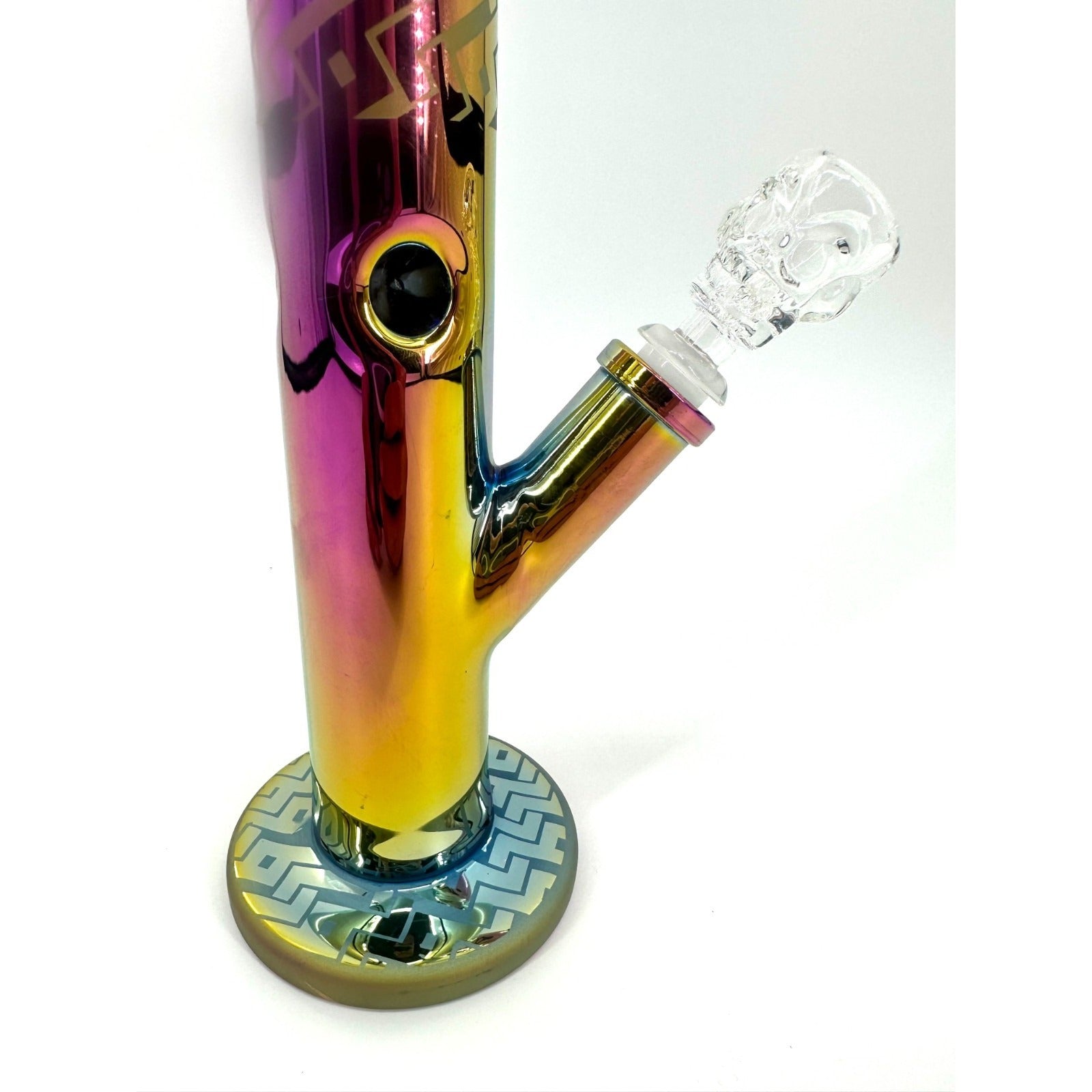 16" Rainbow Glass Water Pipe w/ 14mm Skull Glass Bowl Heavy Duty
