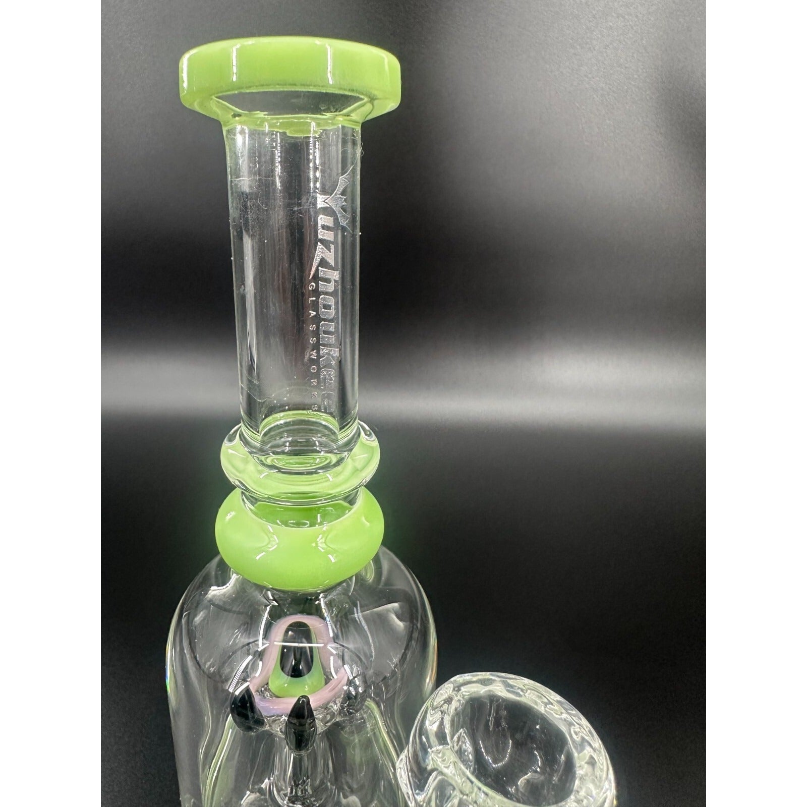 11" Green & Black Recycler Glass Bong 14mm Bowl Water Pipes Hookah