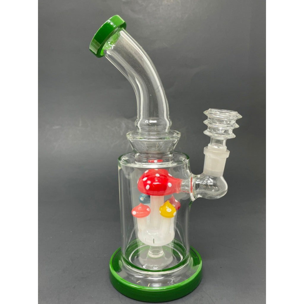 Hookah Water Pipe Glass 8.5" Green Mushroom Percolator Beaker Tobacco Bong