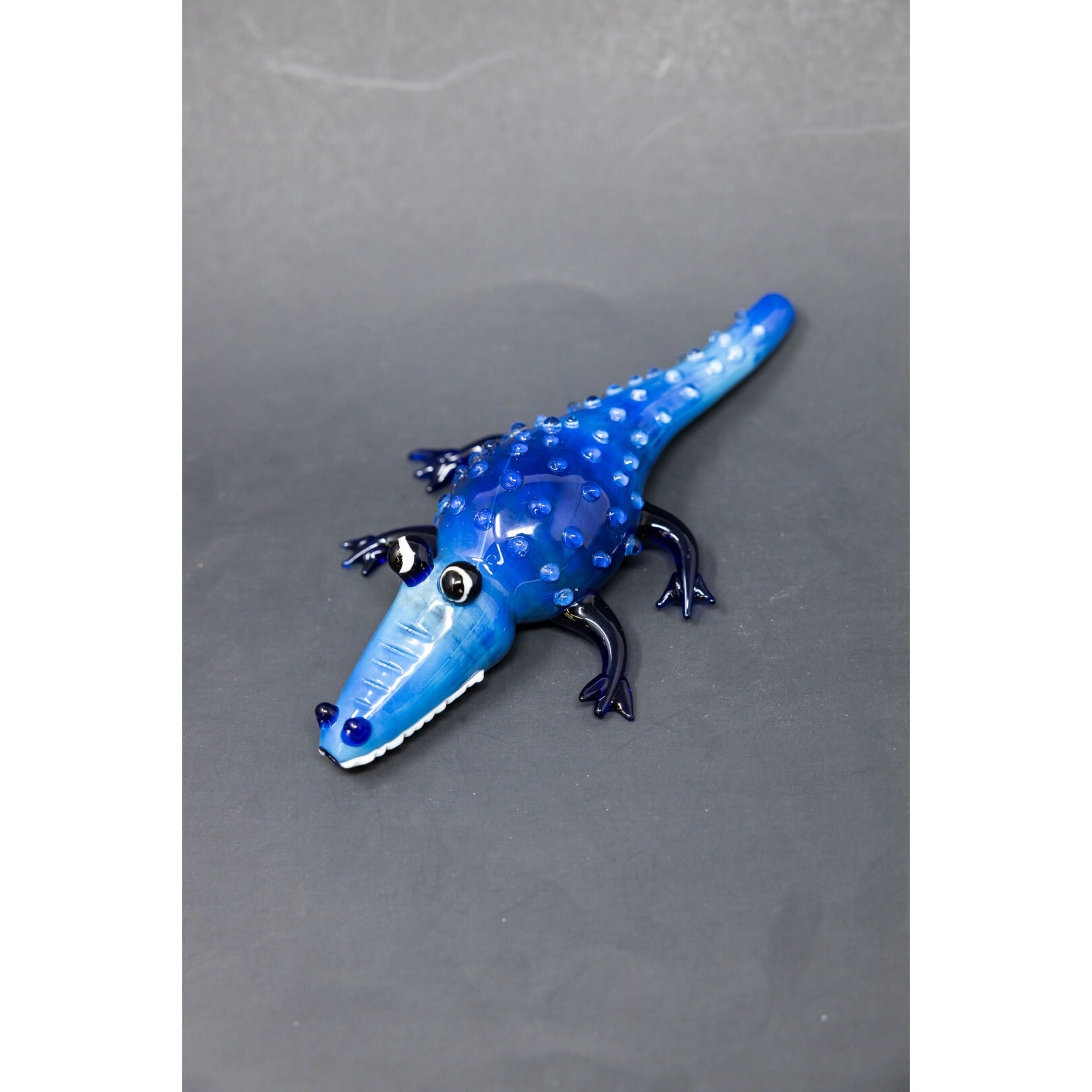 7.5" Blue Alligator Handmade Tobacco Smoking Glass Hand Pipe