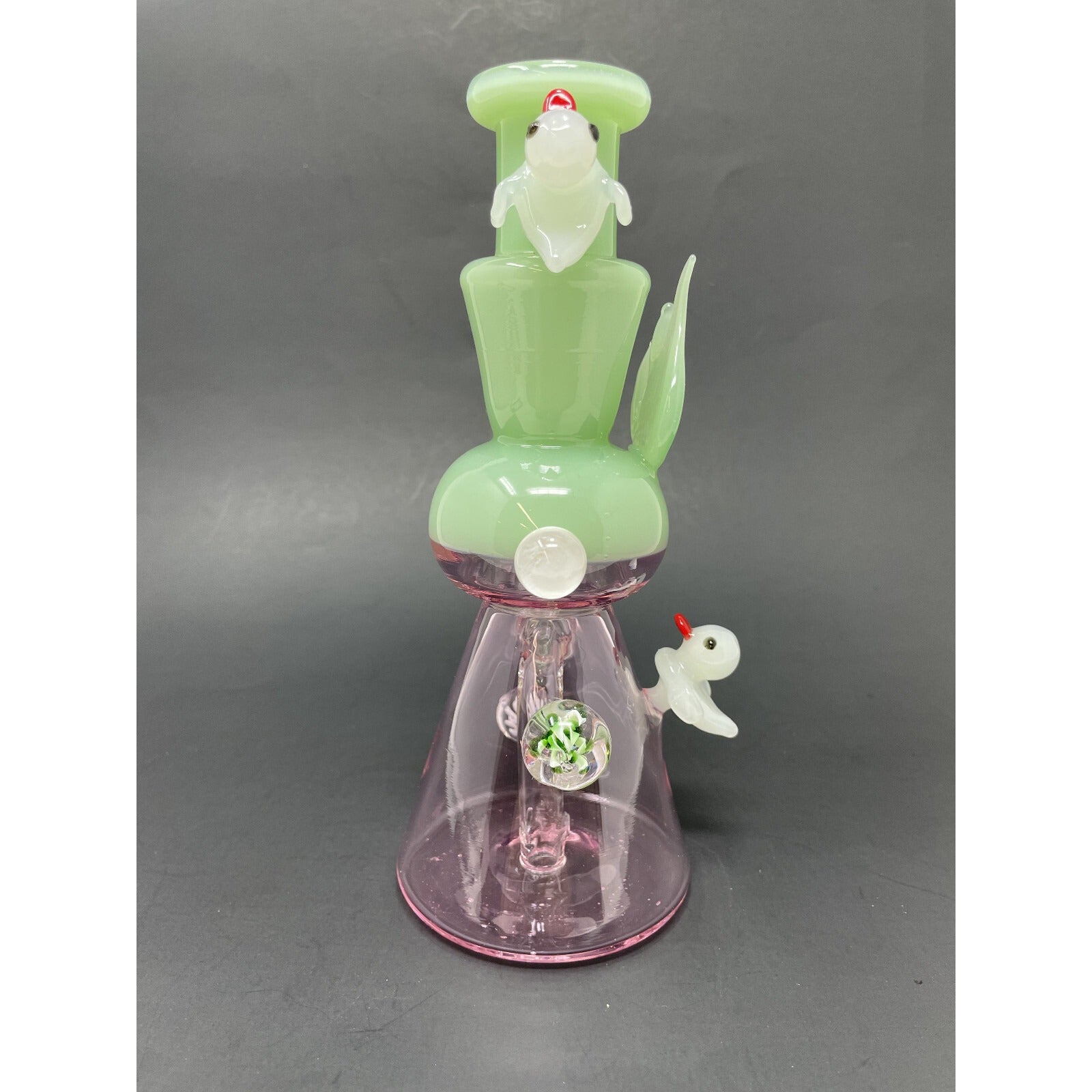 Premium Pink Duck Hookah Glass Water Pipe Bong 8" Premium Pink Crystal Duck Bong